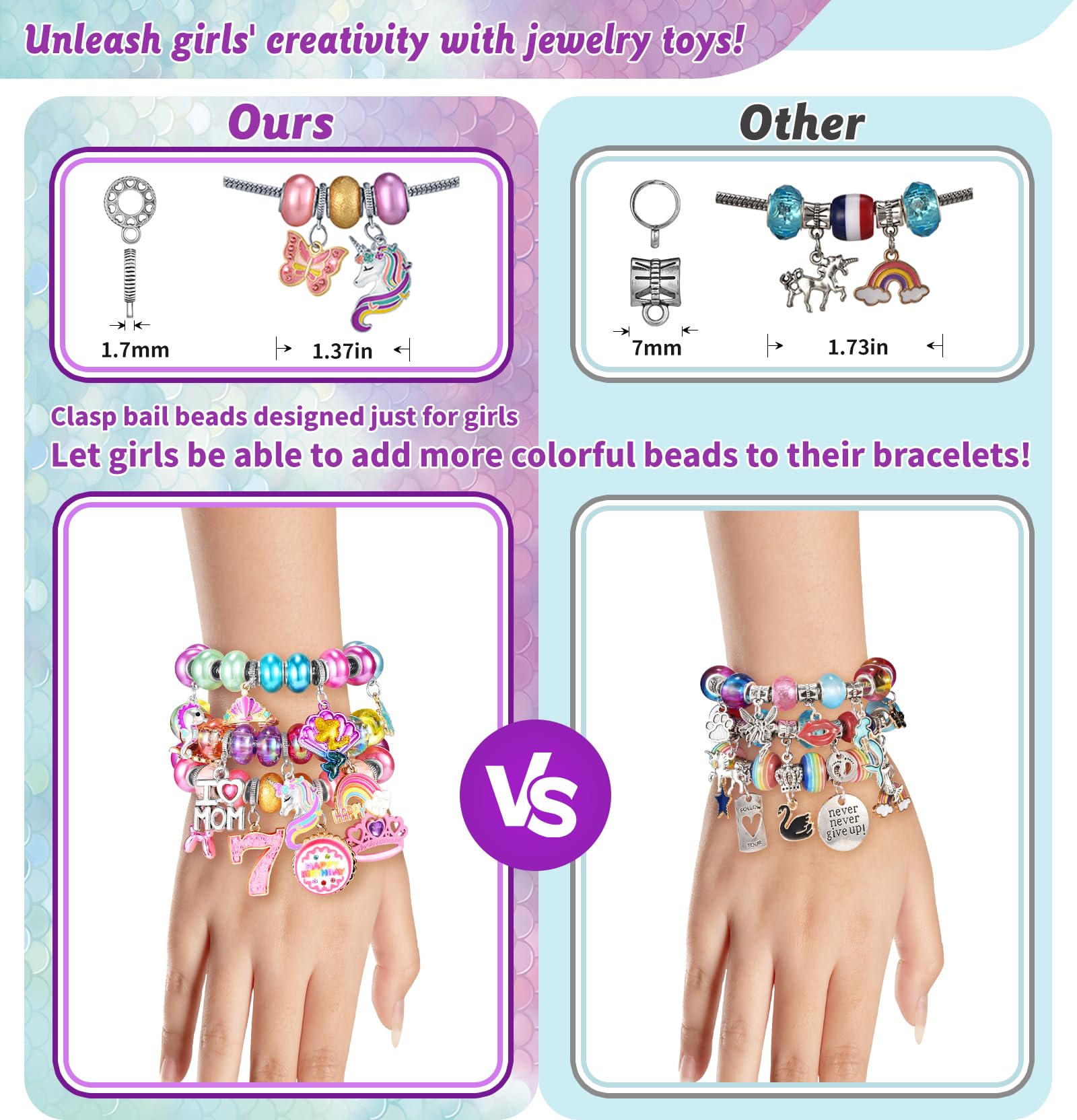 Charm Bracelet Making Kit & Unicorn/Mermaid Girl Toy- ideal Crafts for Ages 8-12 Girls who Inspire Imagination and Create Magic with Art Set and Jewelry Making Kit