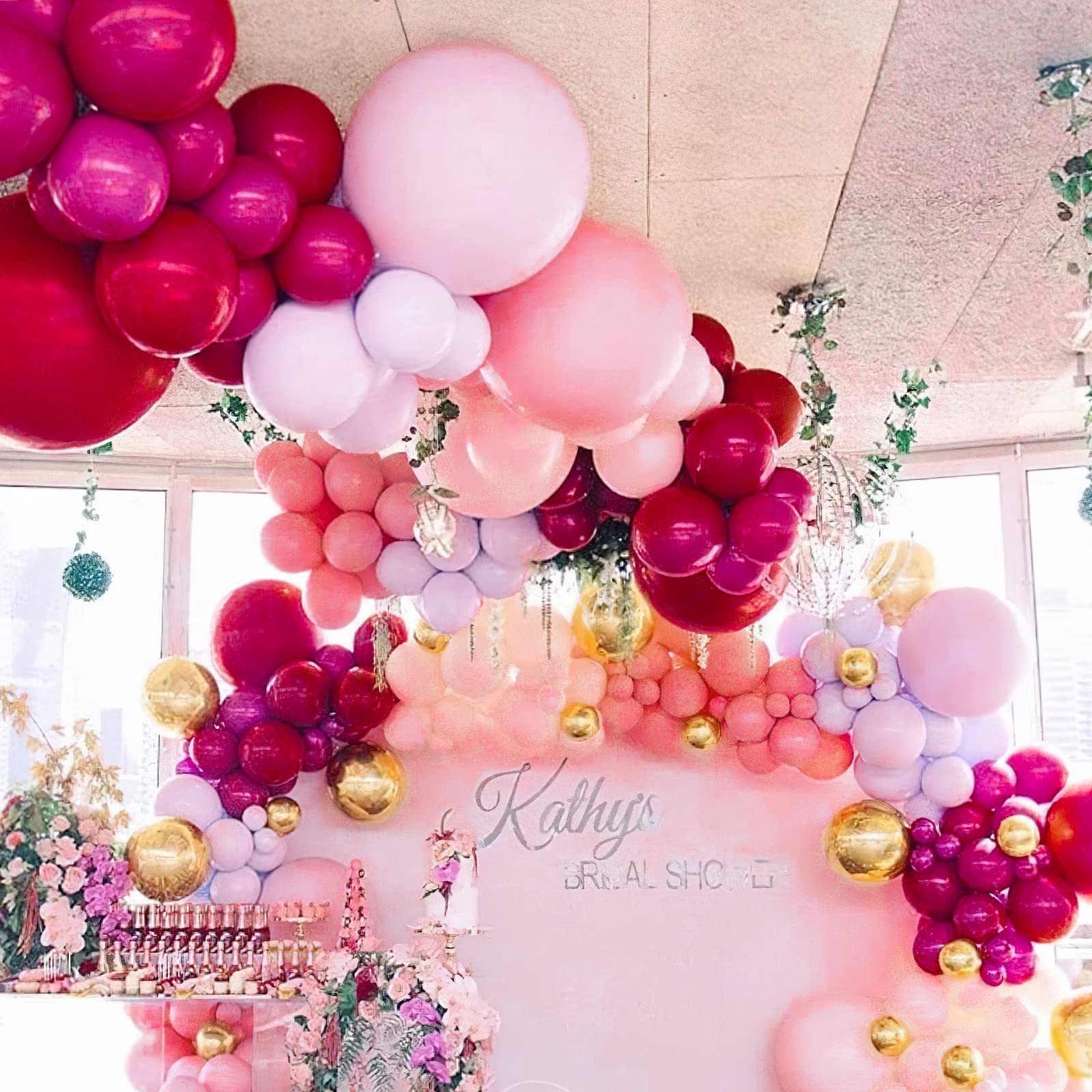 PartyWoo 140 pcs Burgundy and Pink Balloon Garland Kit, Balloons, White Balloons Pastel for as Birthday Decorations, Baby Shower Wedding Decorations
