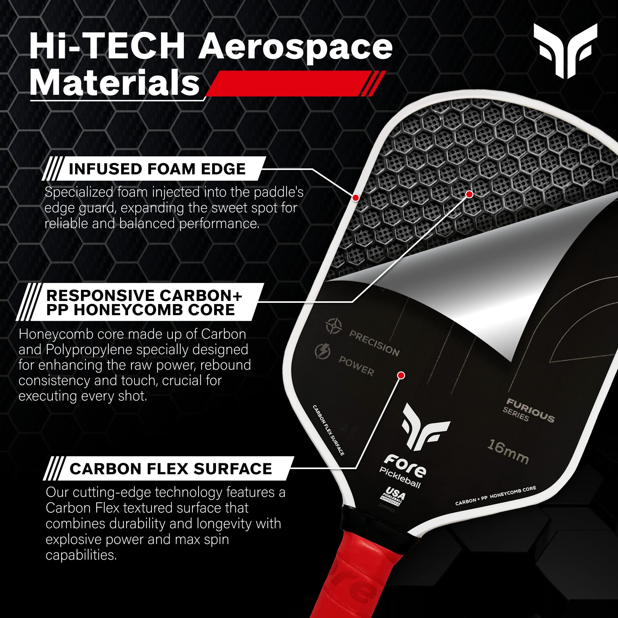 Havok Pro Pickleball Paddle: Carbon Fiber Surface for Enhanced Power, Precision and Maximum Spin - Large Sweet Spot and USAPA Approved