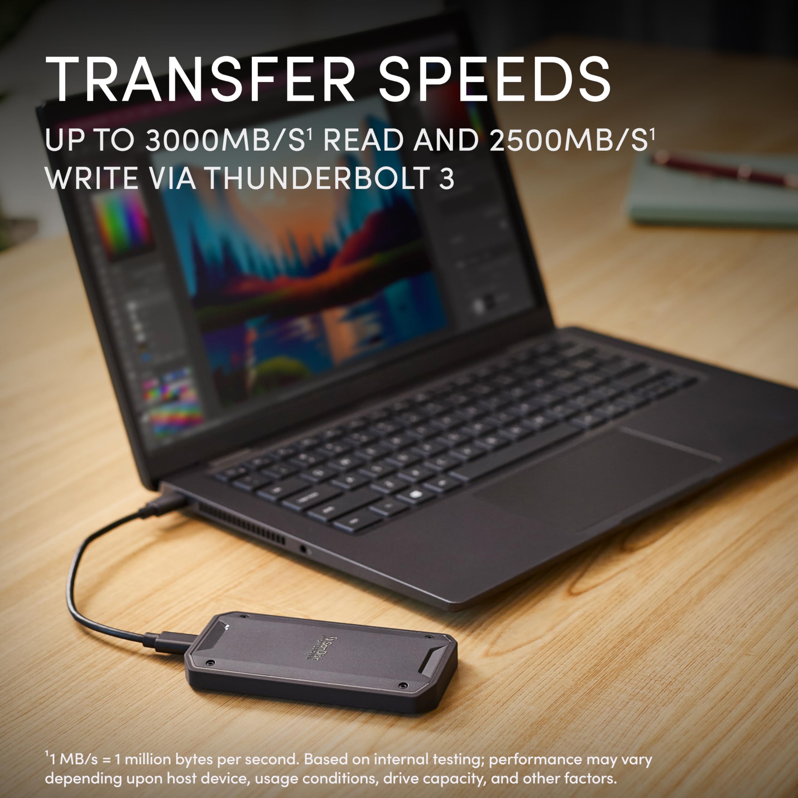 SANDISK Professional 2TB PRO-G40 SSD - Up to 2700MB/s, Thunderbolt 3 (40Gbps), USB-C (10Gbps), IP68 dust/Water Resistance, External Solid State Drive - SDPS31H-002T-GBCND
