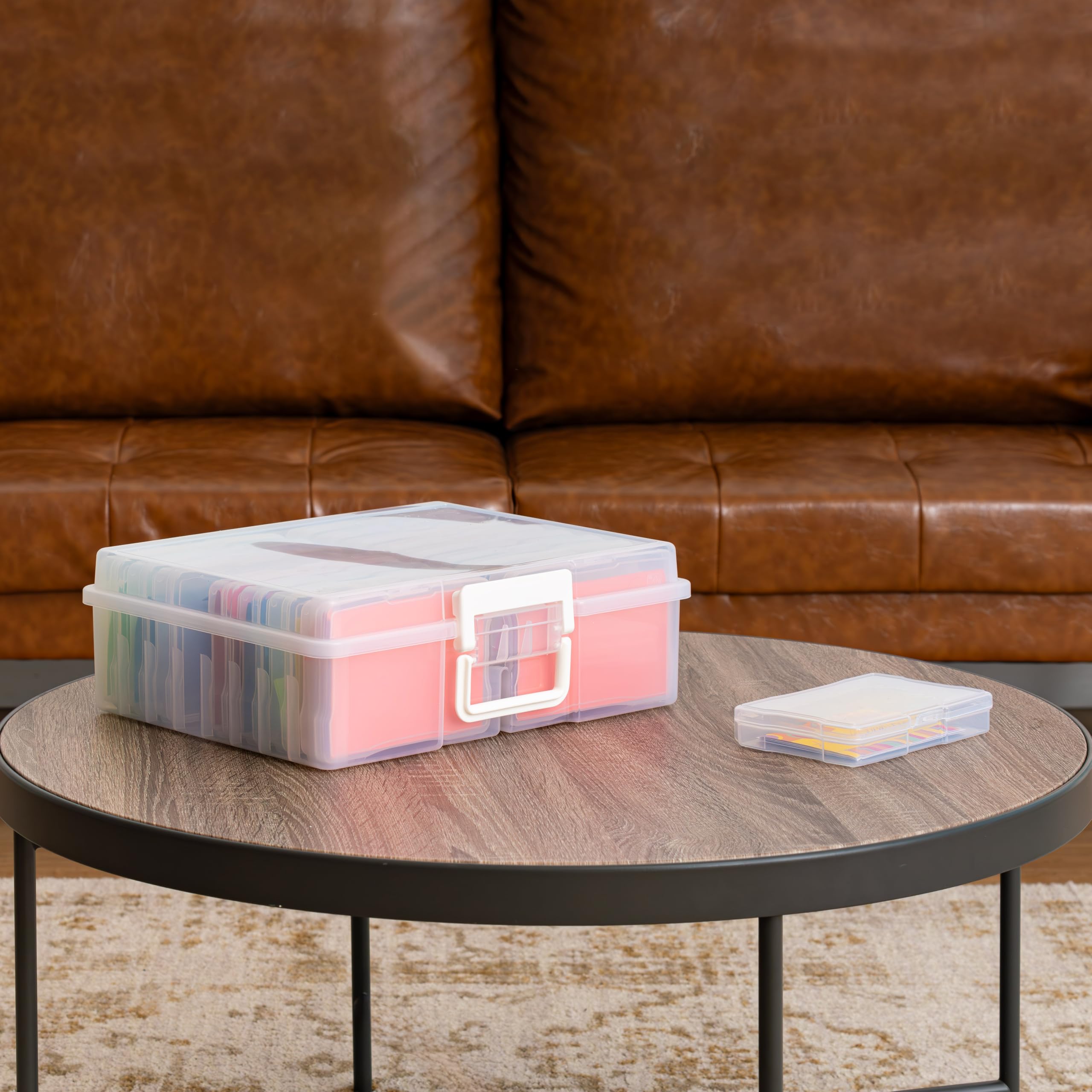 IRIS USA 4"x 6" Photo Storage Box Container Keeper Organizer, 1-Pack, Main Container with 16 Organization Cases for Pictures Crafts Scrapbooking Stationery, Protection Organization, Clear