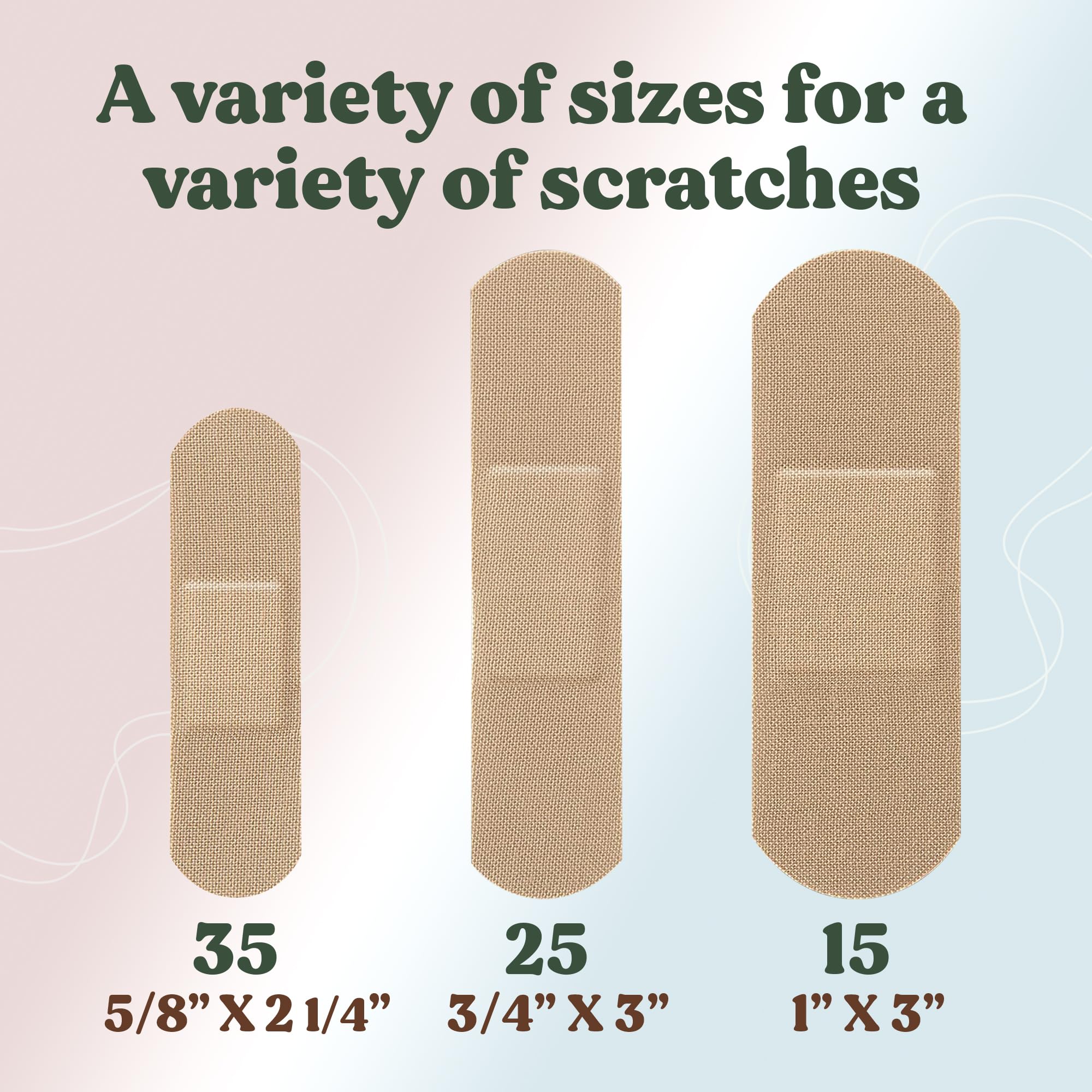 FEBU Eco-Friendly Organic Bamboo Fabric Bandages | PFAS Free Flexible Fabric Bandages | Latex Free Bandages | Natural Hypoallergenic Bandages for Scrapes, Cuts & First Aid | 75 Count Pack