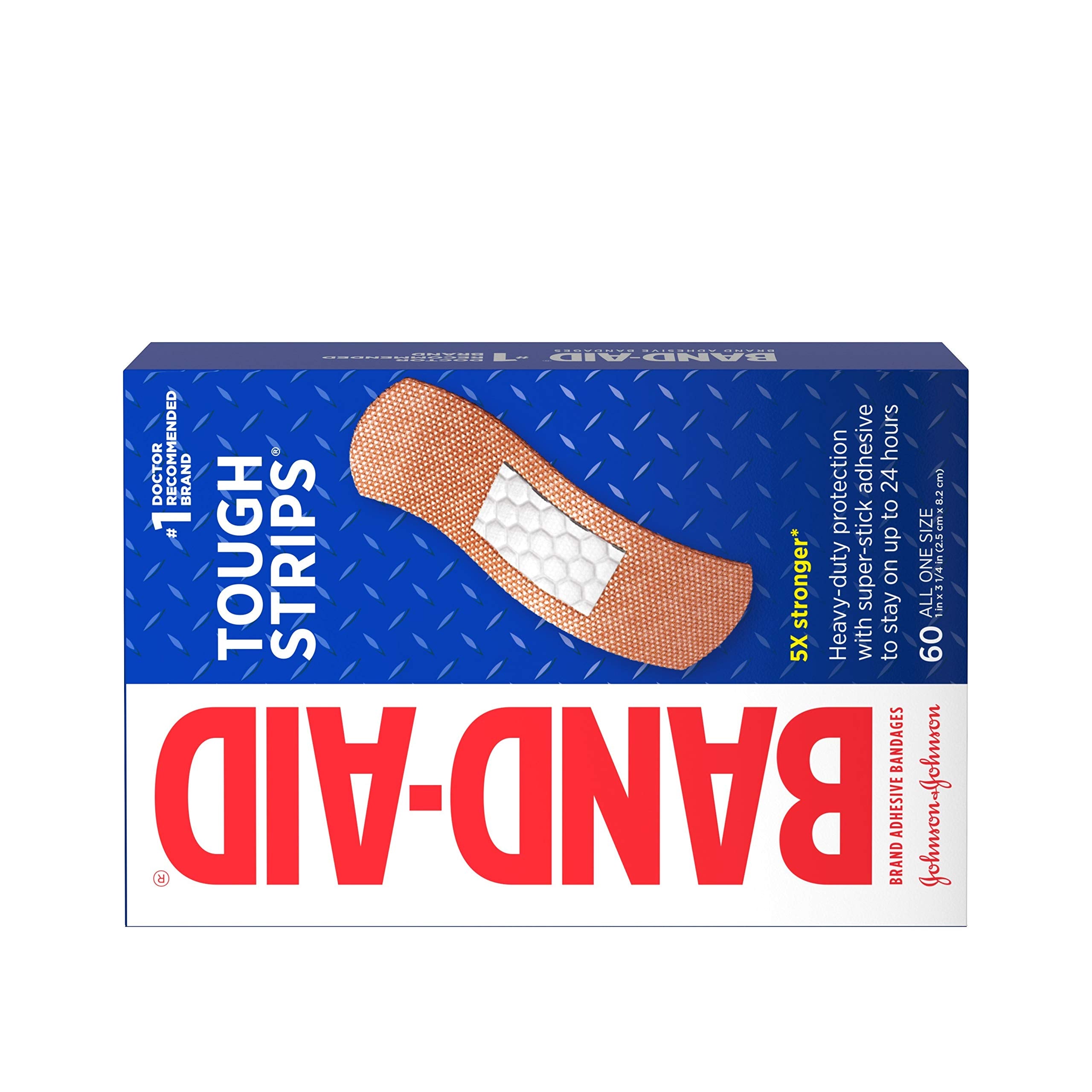 Band-Aid Brand Tough Strips Adhesive Bandage for Minor Cuts & Scrapes, All One Size, 60 ct