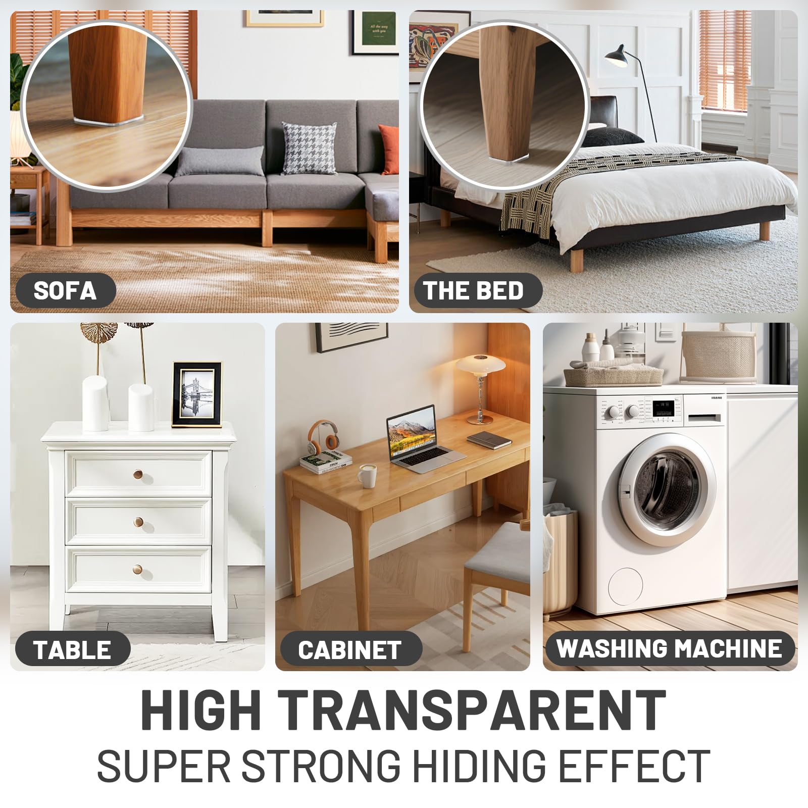 40 PCS Non Slip Furniture Pads, Phixbear Anti Vibration Pads, Reusable Multifunctional Self-Adhesive Silicone Pad, Shockproof and Silent, for Anti-Slip on Tables, Sofas, Beds, and Floor Protection