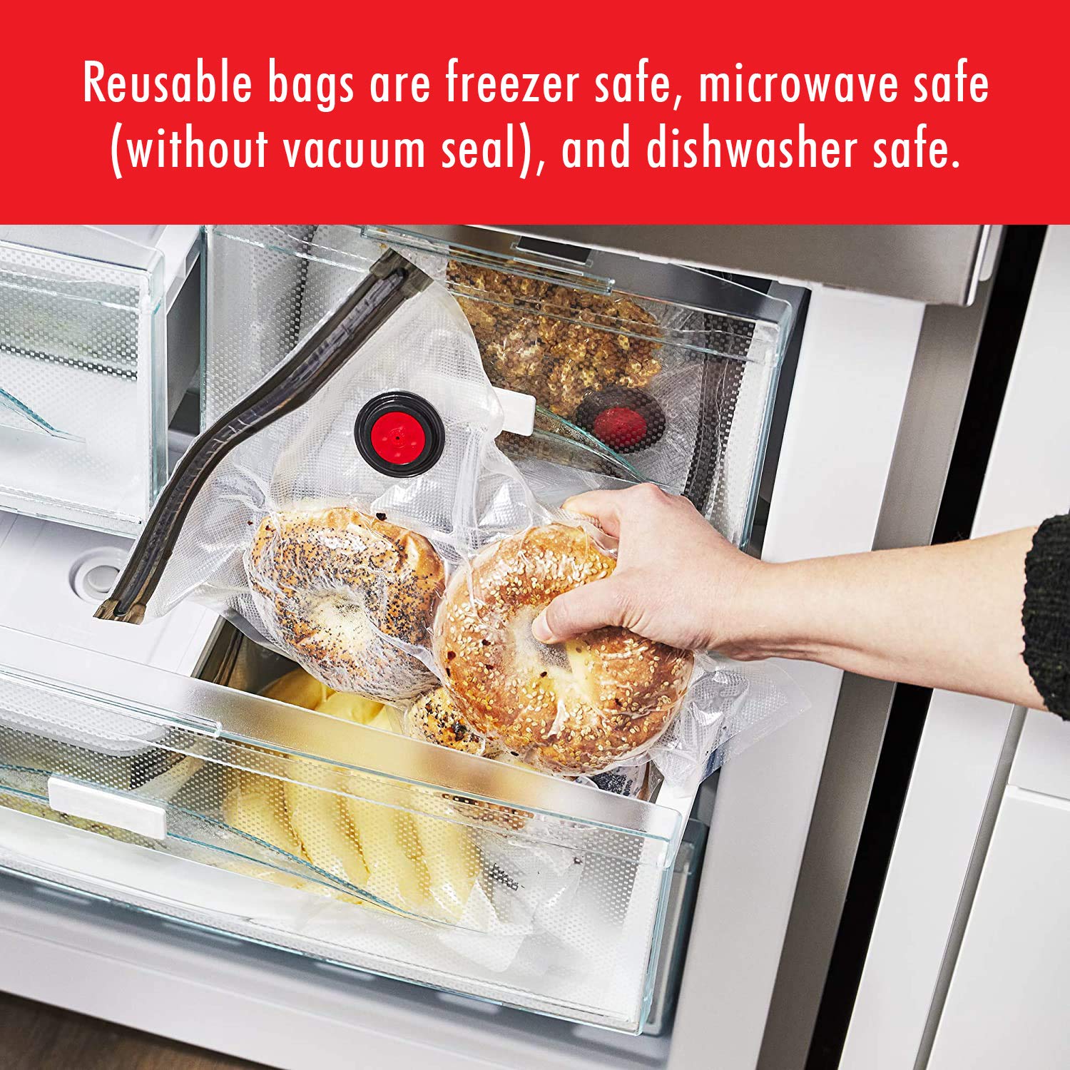 ZWILLING Fresh & Save Vacuum Sealer Machine Starter Set with Airtight Food Storage Container Glass, Sous Vide Bags, Meal Prep