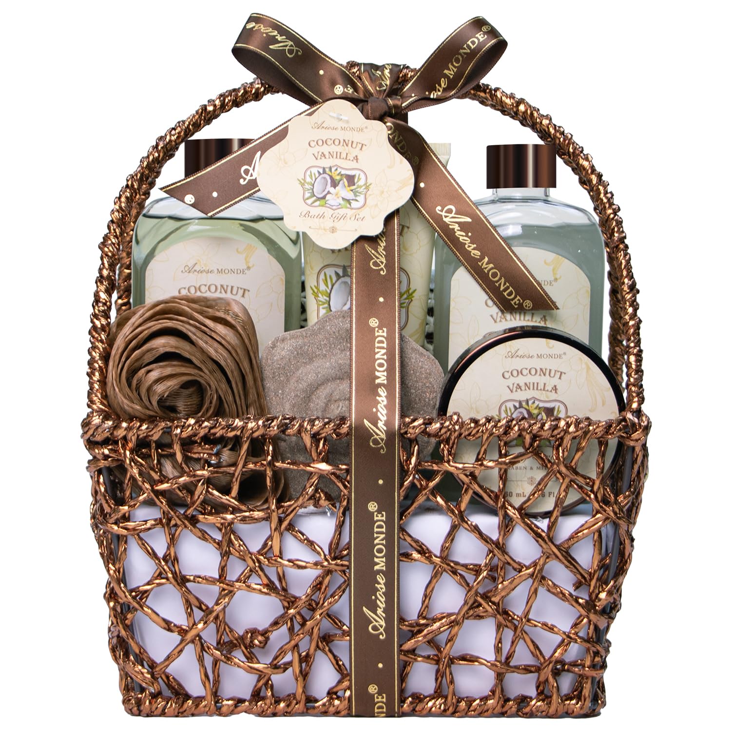 Spa Gift Baskets for Women - Coconut Vanilla Bath Gift Set for Women, Luxury Relaxing Spa Kit with Bath Bombs, Body Lotion and Body Scrub, Birthday Gifts for Women, Christmas Spa Gifts for Women