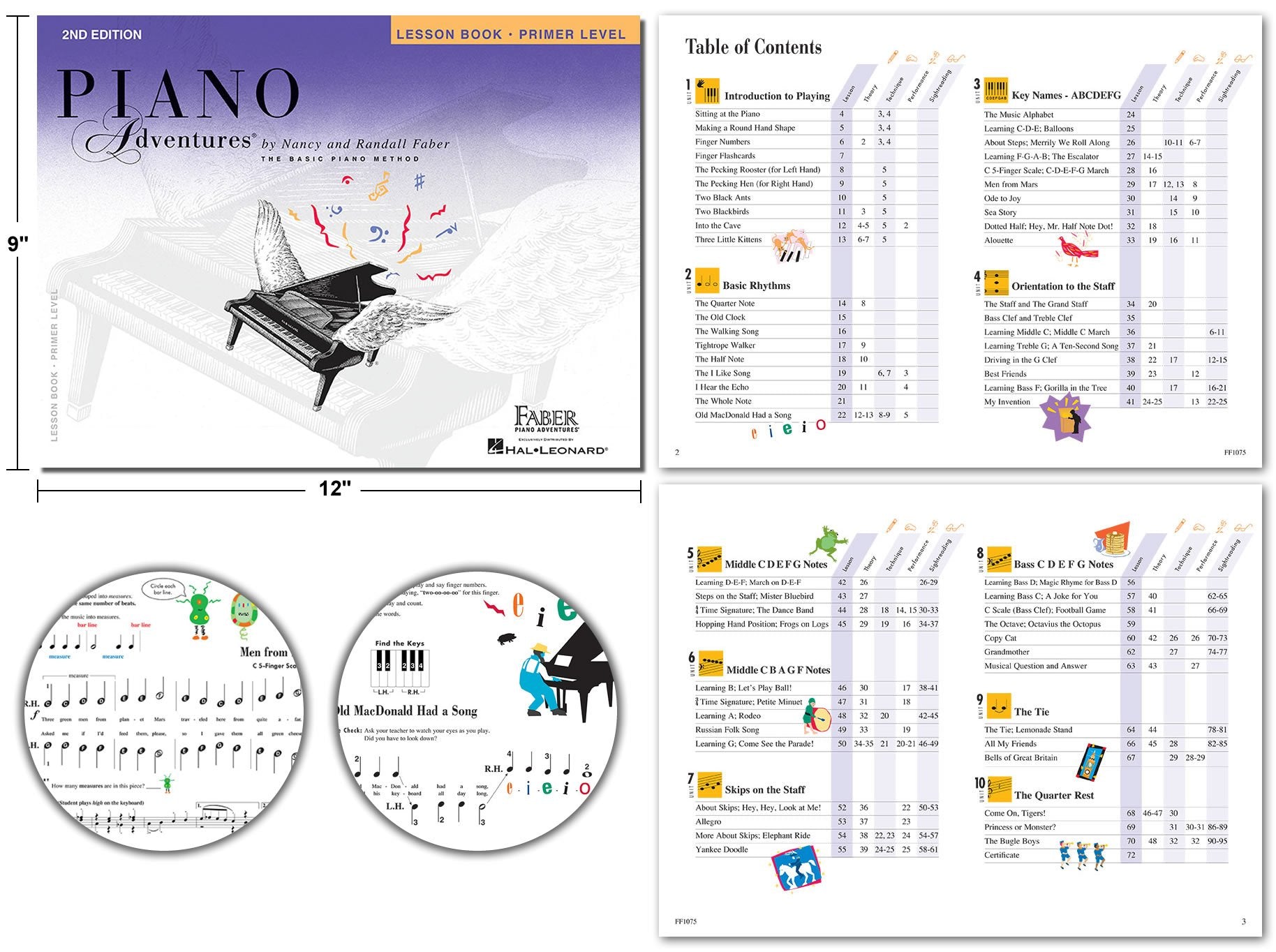 Piano Adventures Primer Level 2nd Edition Bundle Set By Nancy Faber - Lesson, Theory, Performance, Technique & Artistry Books & Juliet Music Piano Keys 88/61/54/49 Full Set Removable Sticker