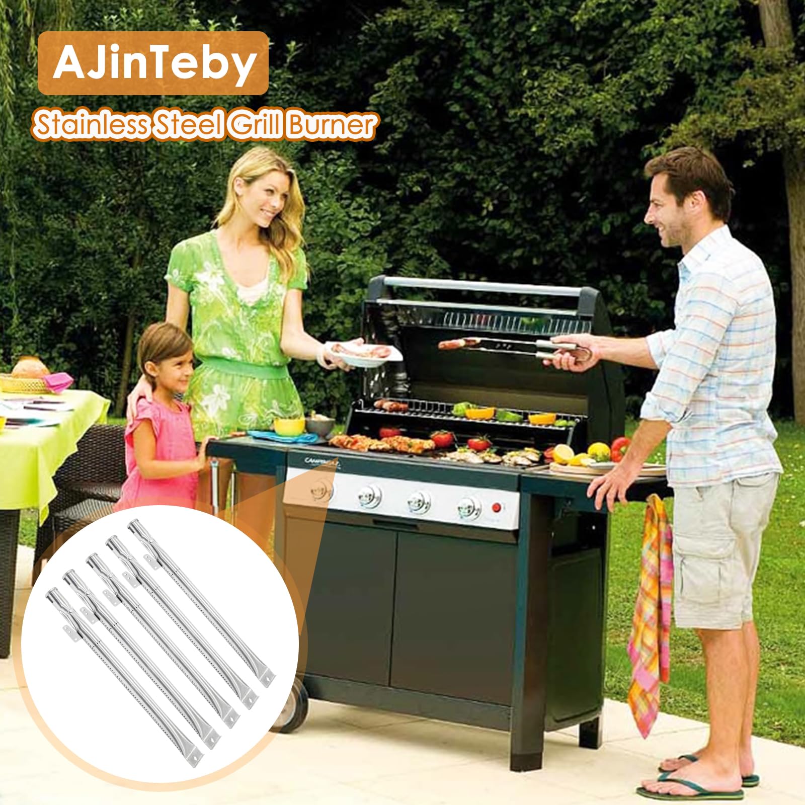 AJinTeby Stainless Steel Burner Replacement for Gas Grill Models Master Forge MFA480BSP and Master Forge MFA550CBP, BBQ Burner Parts
