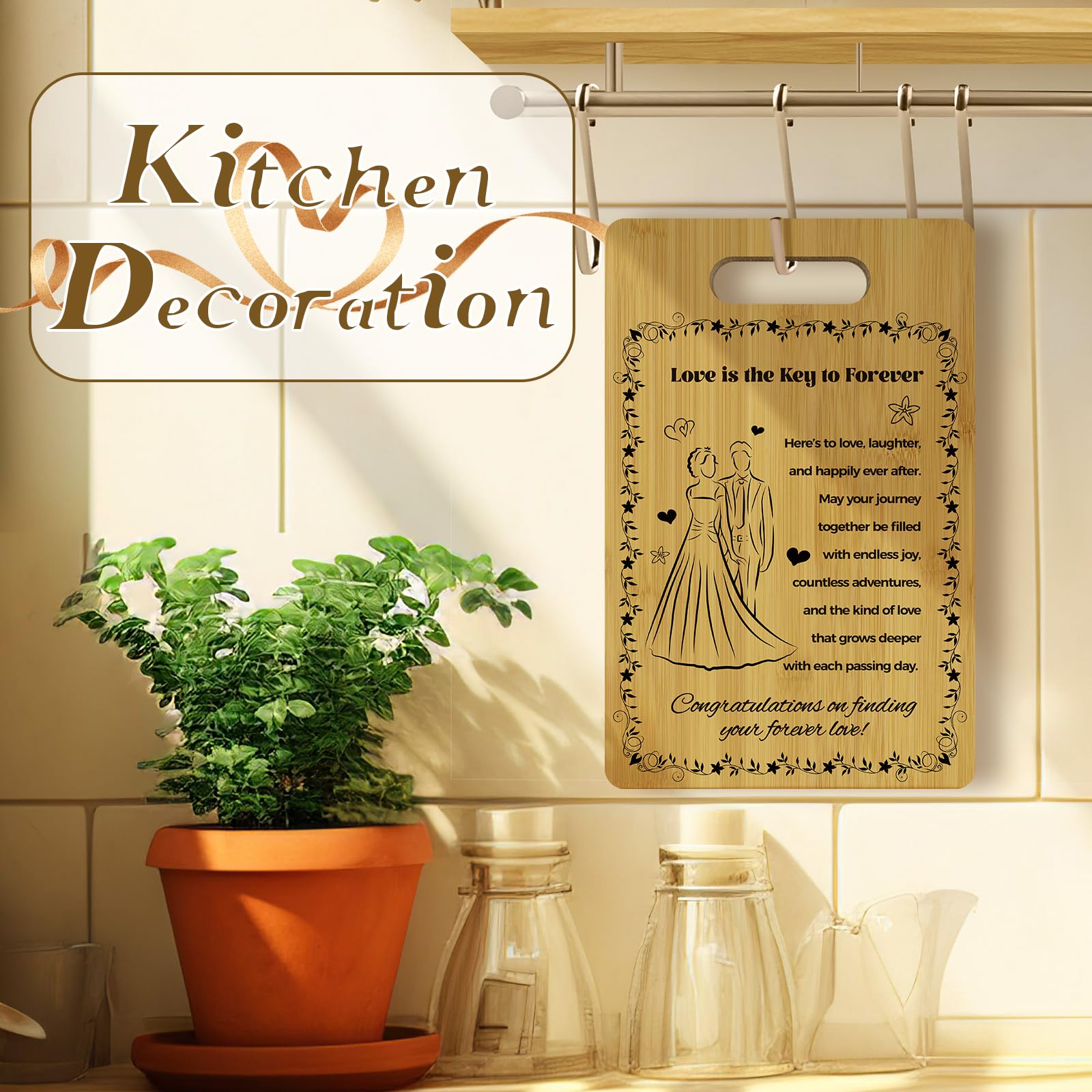 "Recipe for a Happy Marriage" "Mr & Mrs" Wedding Gifts for Couples, Bridal Shower Gifts for Newlywed, Engagement Gift for Bride And Groom, Double Sided Engraved Cutting Board Present Favor