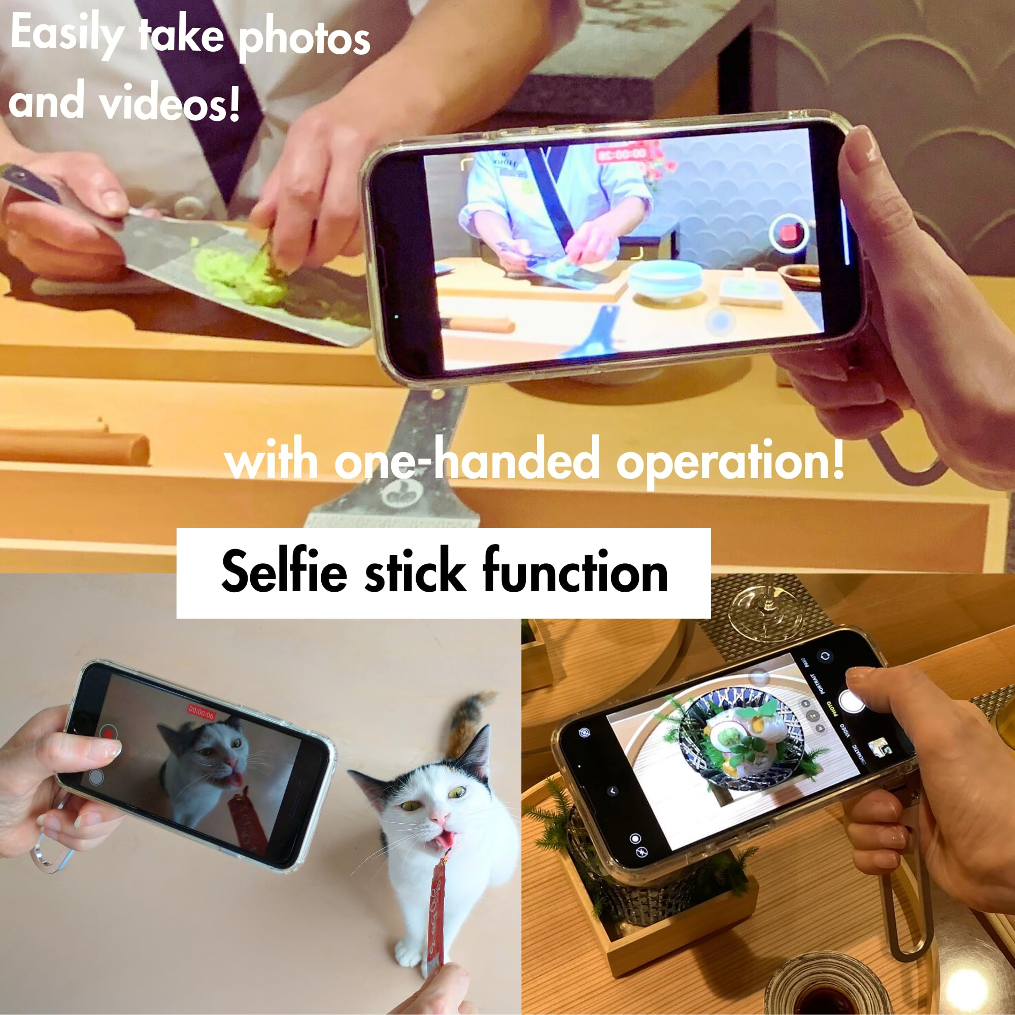 Pep Bar Cell Phone Stand Compatible with MagSafe® Charger 360° Rotation 180°flip Metal Foldable Compact Selfie Stick Grip Ring iPhone Android iPad Tablet (Matte White Sliver) Made in Japan