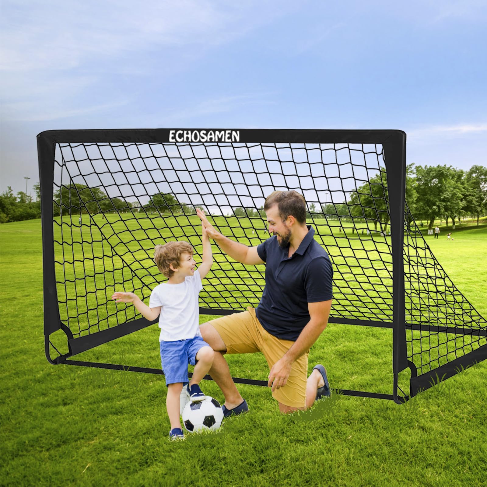 Kids Soccer Goals for Backyard, 2 of 6 x 4 ft Kids Soccer Goal Set Soccer Net with 10 Soccer Cones, Agility Ladder & Carry Bag, Portable Soccer Training Equipment, Suitable Soccer Goal for Kids 1-15