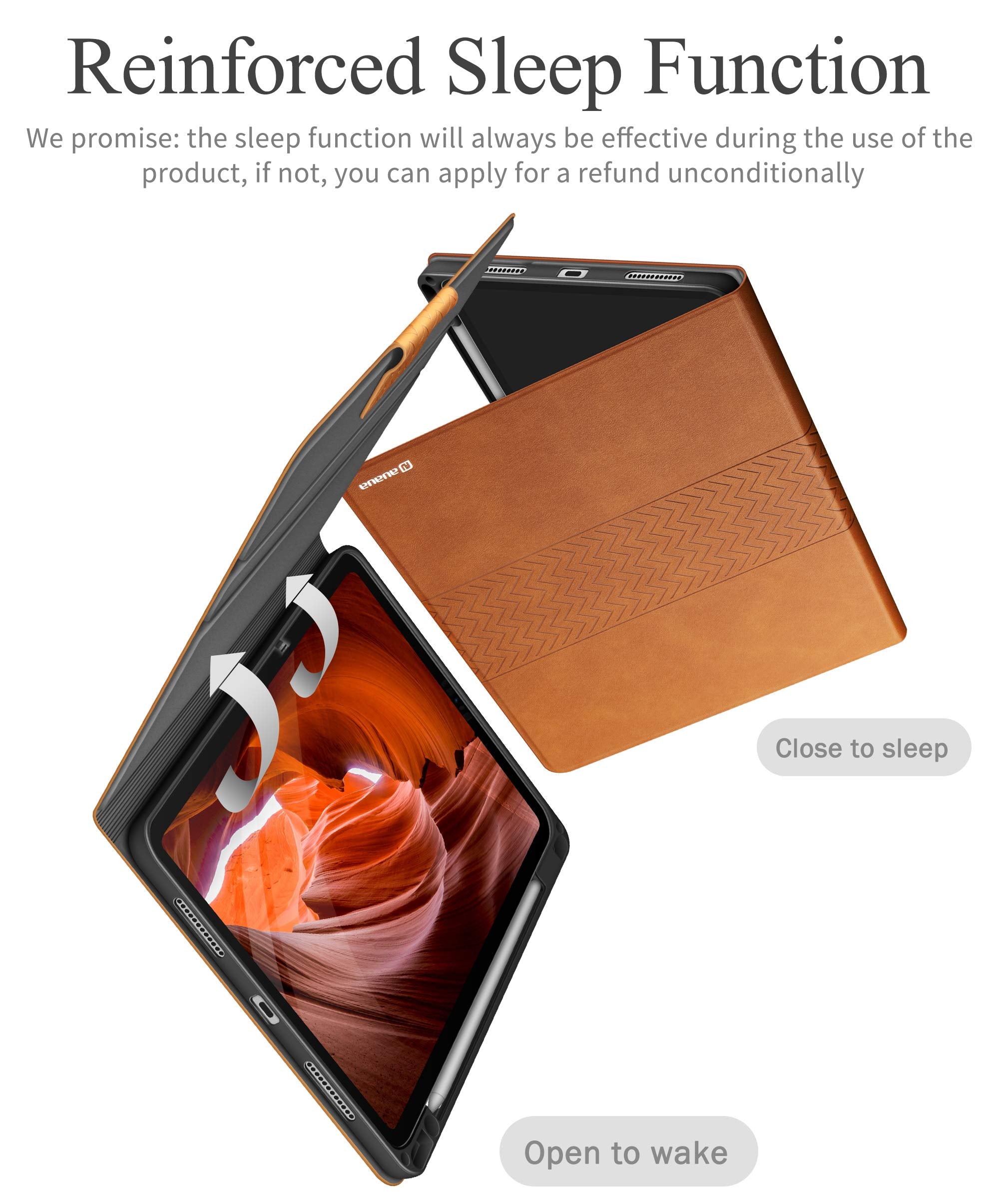 auaua Case for iPad Air 11 Inch (2024)/iPad Air 5th/4th Generation (2022/2020) with Pencil Holder, Auto Sleep/Wake, Adjustable Angle (Brown)