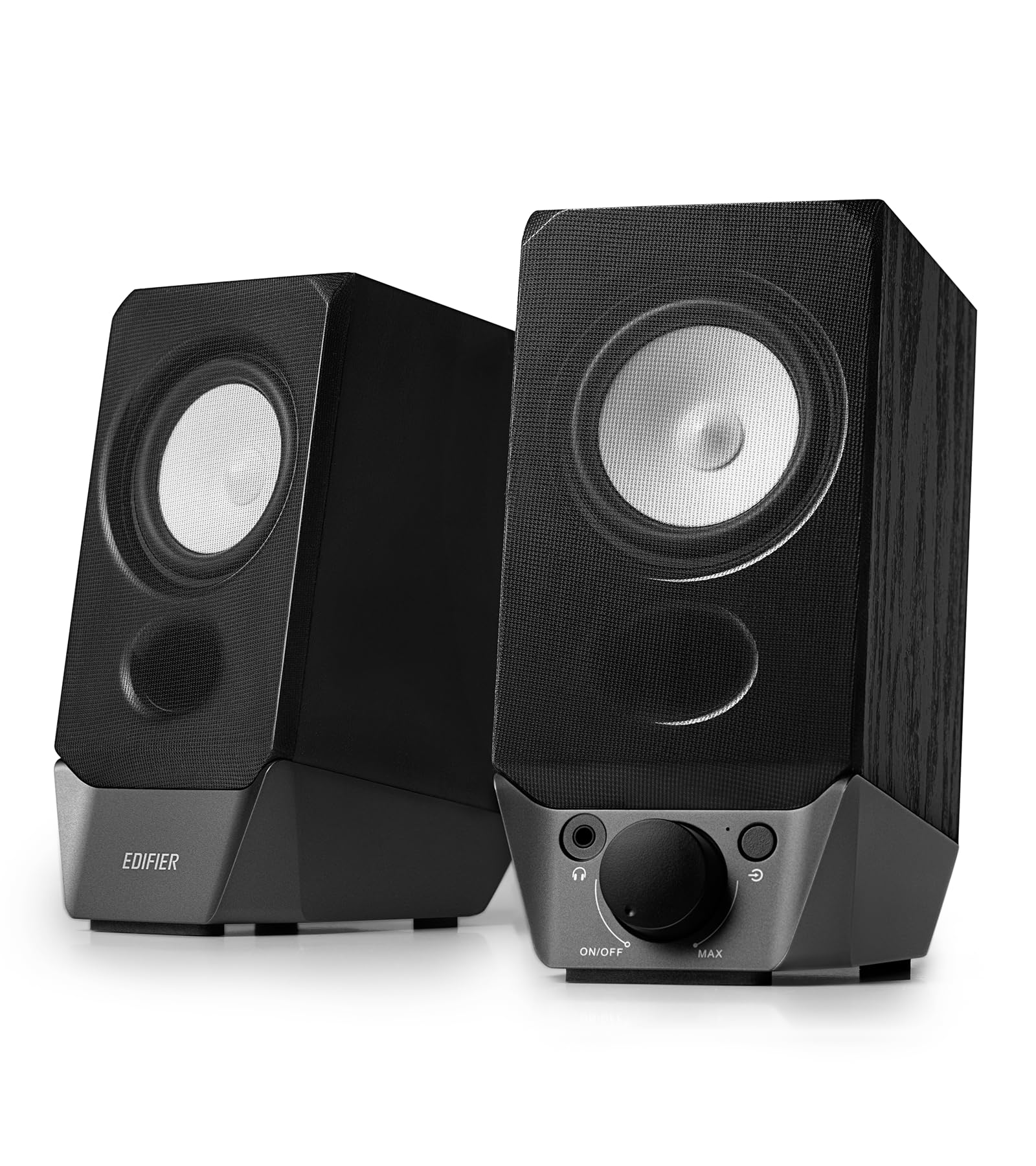 Edifier R19BT 2.0 PC Speaker System with Wooden Cabinet, Bluetooth 5.3, Full Stereo Sound, Strong Bass, Volume Control, 3.5mm Input/USB-A Sound Card for Computer/TV/Smartphone/Tablet - Black