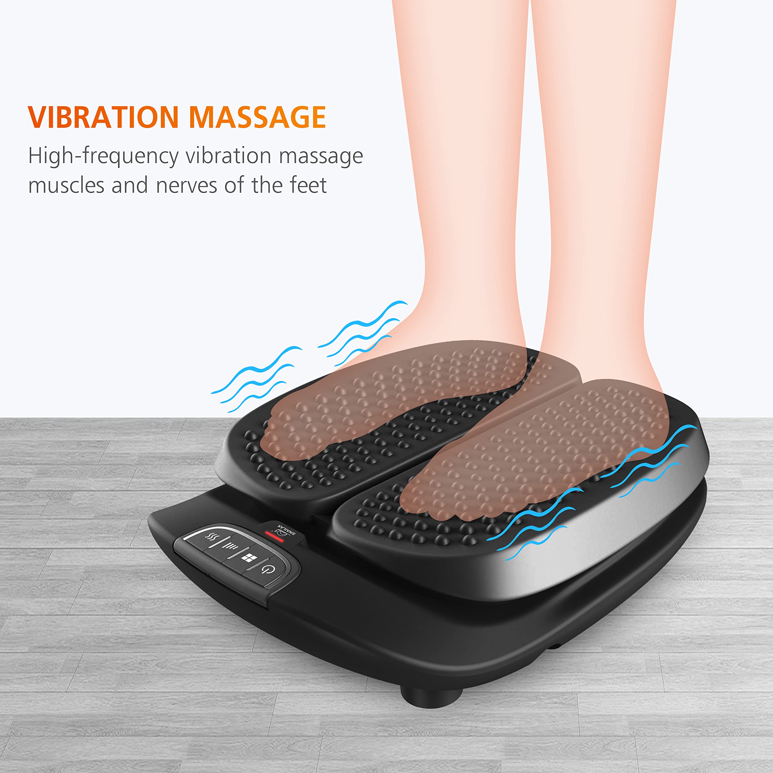 Snailax Foot Massager Machine with Heat,Remote Control,Adjustable Vibration Feet Massager Machine Increased Blood Circulation,Plantar Fasciitis, Stress (Black)