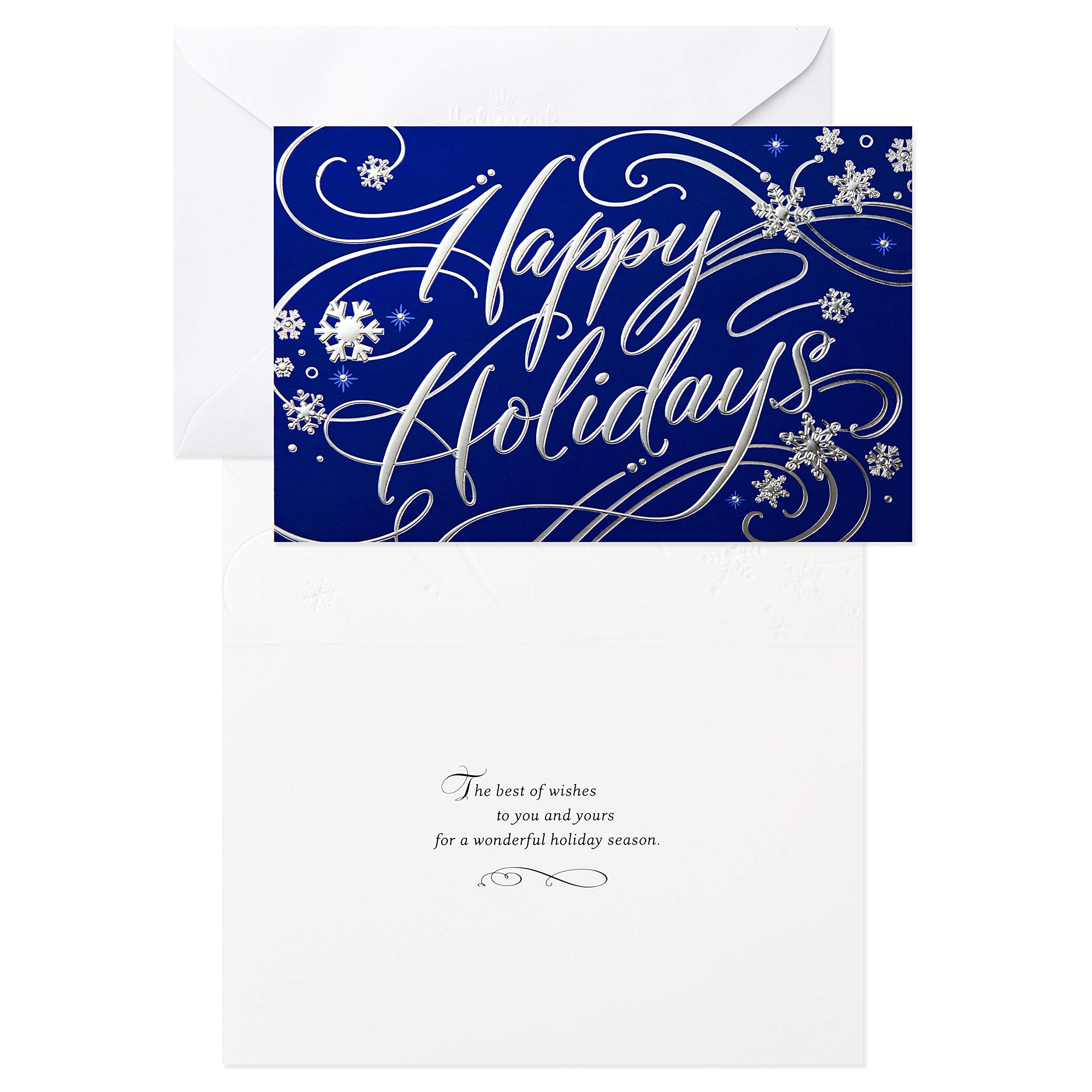 Hallmark Christmas Cards Boxed with Envelopes, Happy Holidays (40 Blue Holiday Cards)