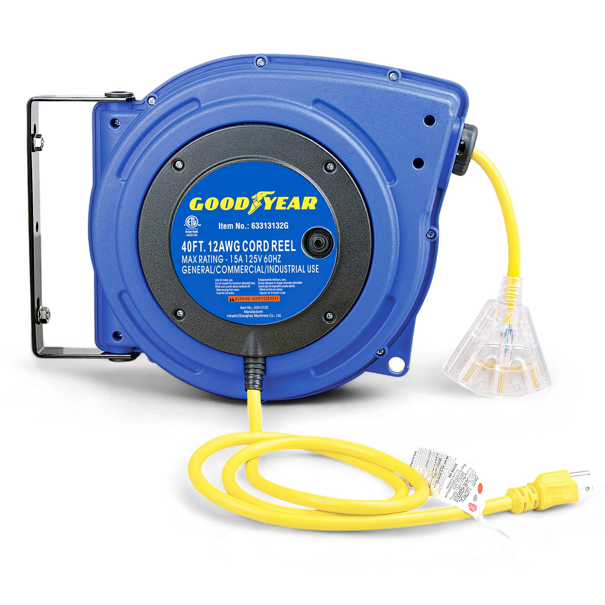 Goodyear Extension Cord Reels (12AWG x 40 FT (SJTOW Cable) w/LED Light-Up Tap)