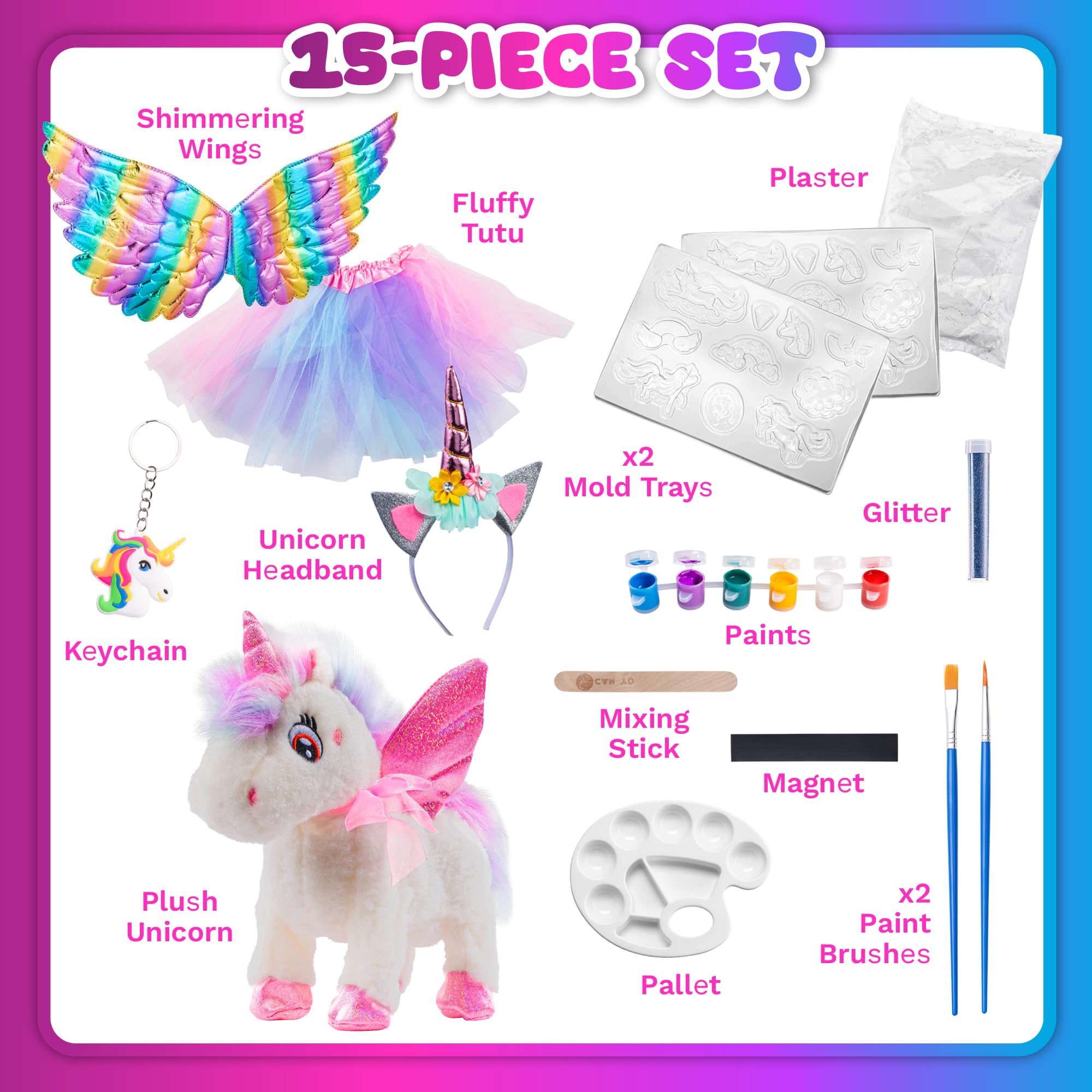 Greenbo Unicorns Toys for Girls Age 4-6 - Includes Multifunctional Unicorn Gifts, Painting Kit Crafts for Kids, and Unicorn Dress - Fun and Engaging Birthday Gifts for Girls Ages 3, 4, 5, 6, and Up