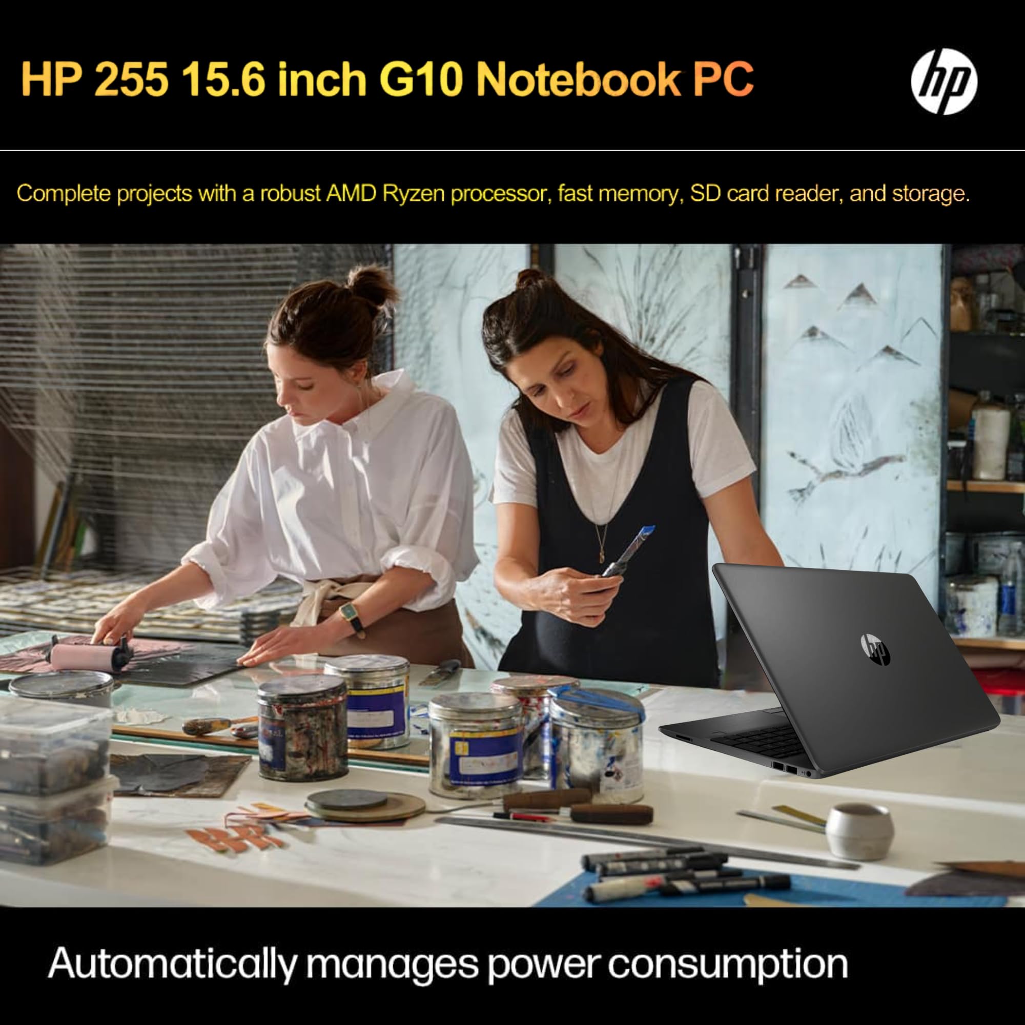 HP Newest 255 G10 Laptop for Home or Work, 16GB RAM, 1TB SSD, 15.6" Full HD, Ryzen 3 7330U (Beat Intel i5-1135G7), Ethernet Port, HDMI, USB-C, Windows 11 Pro, Business and Fun Ready (2024)