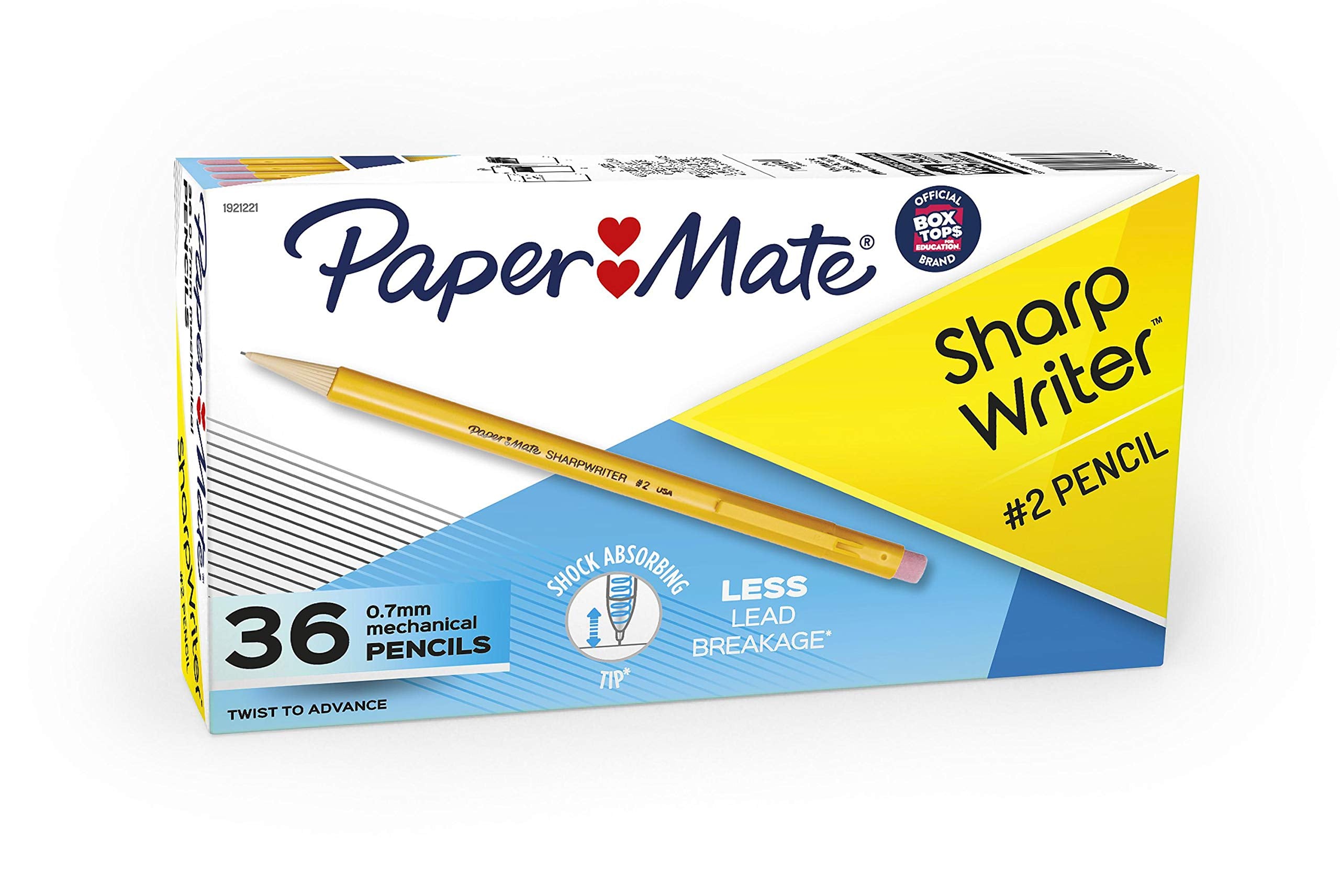 Paper Mate SharpWriter Mechanical Pencils 0.7 mm 2 Pencil Pencils for School Supplies, Yellow, 36 Count