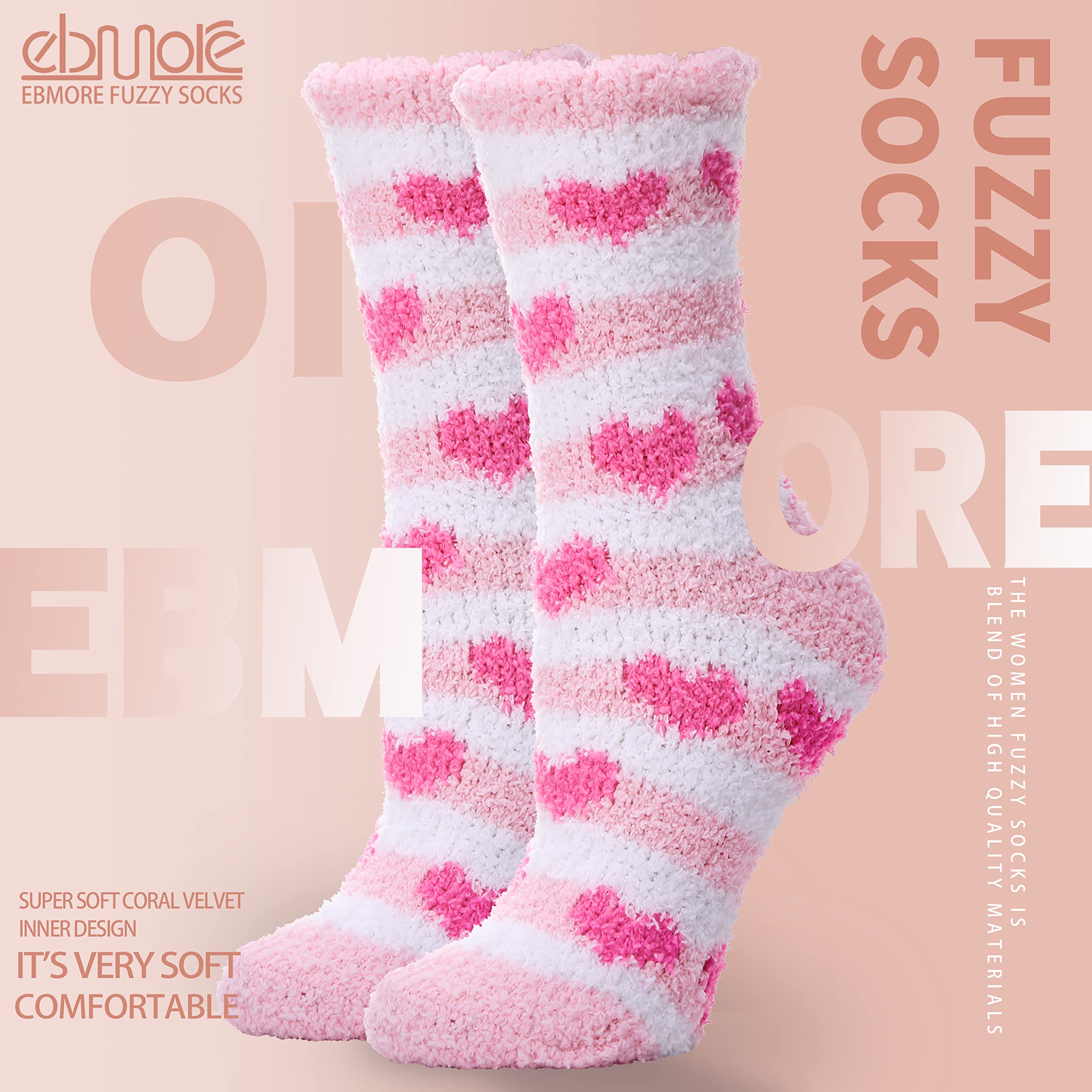 EBMORE Fuzzy Socks for Women, Fluffy Cozy Comfy Soft Cabin Plush Warm Winter Sleep Home Slipper Socks, Christmas Gifts, Valentines Day Gifts for Her, Women Who Have Everything, Stocking Stuffers