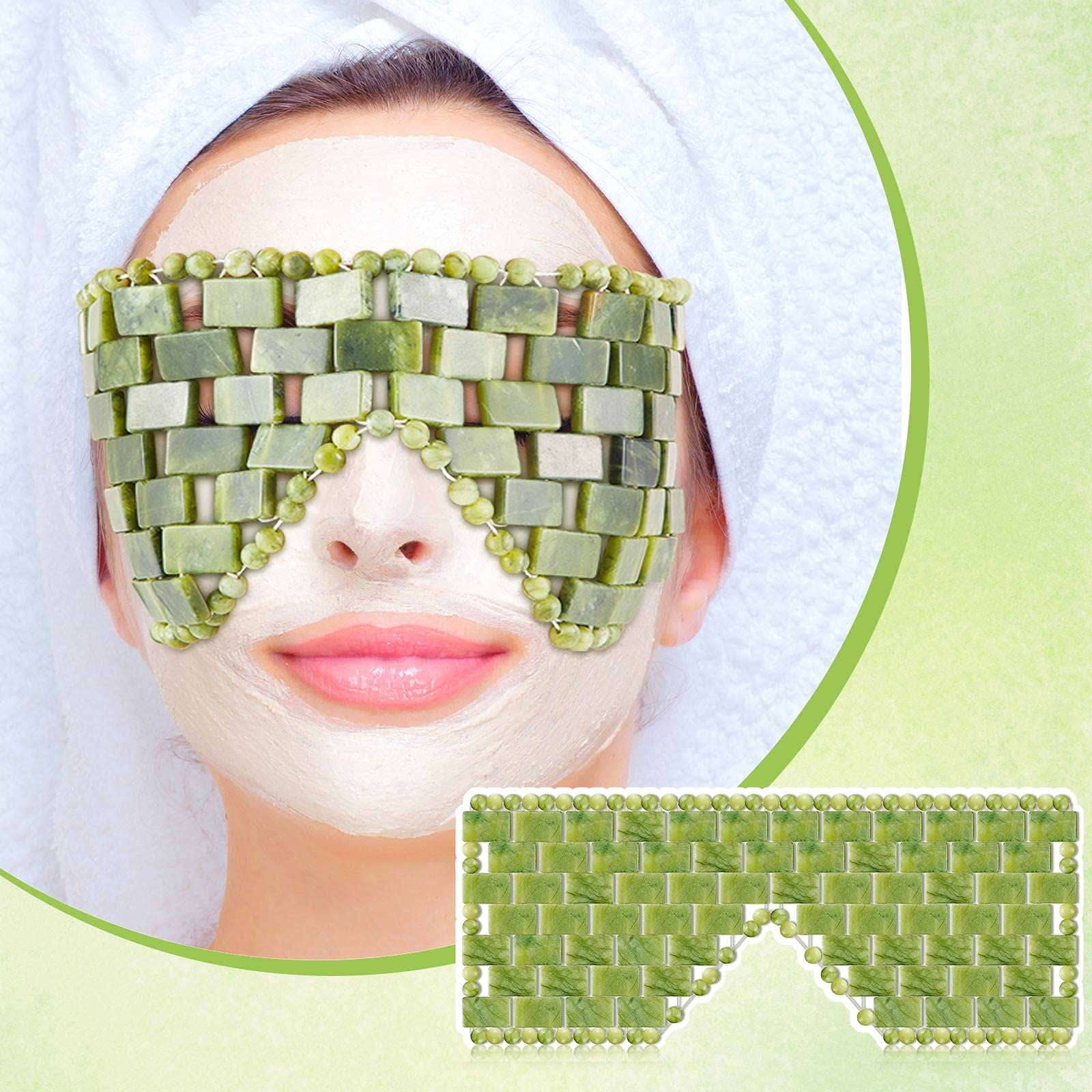 SATINIOR Jade Stone Eye Mask Hot or Cold Using Jade Mask Green Facial Sleeping Relief Eye Cover for Women Men Soothing, Cooling and Relieving
