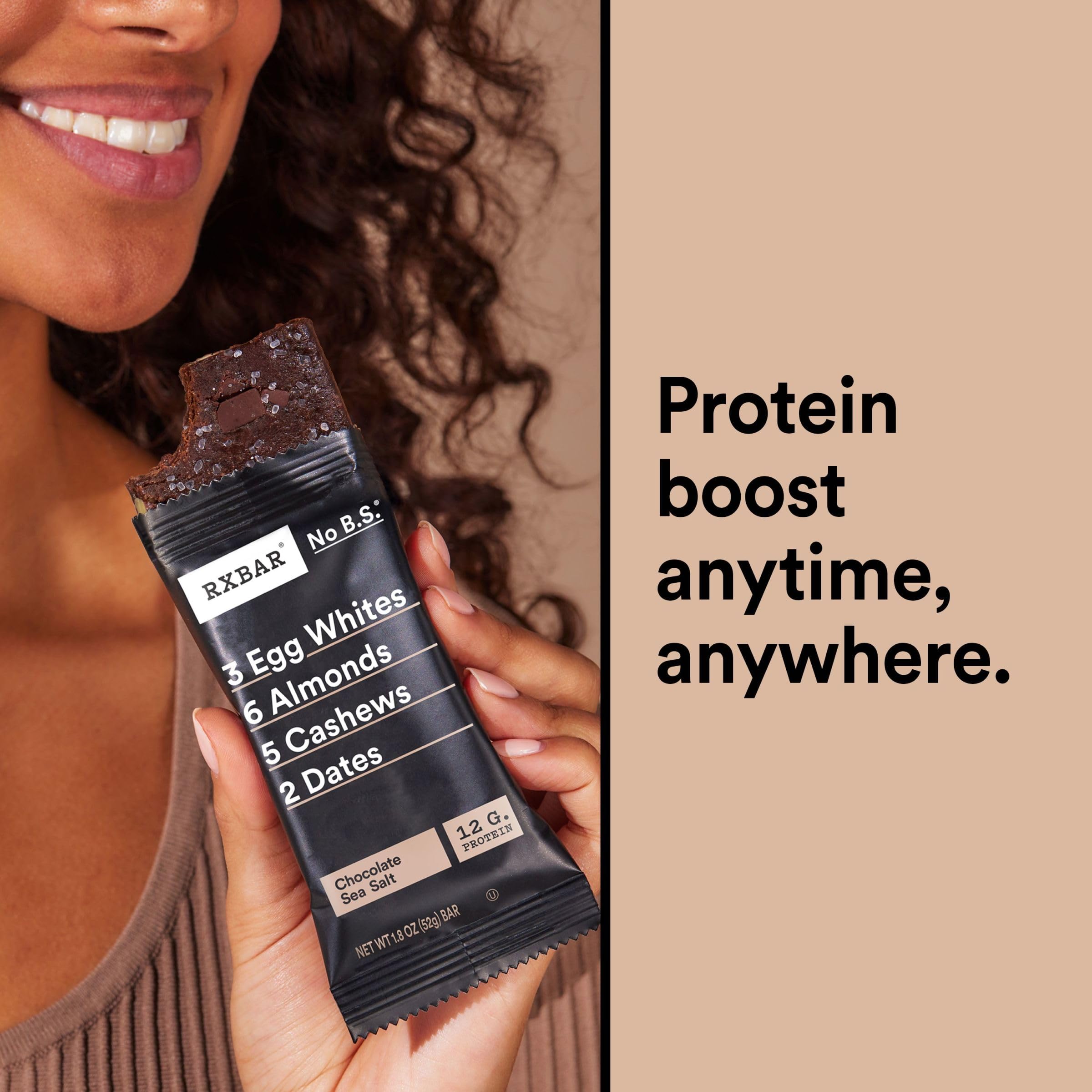 RXBAR Protein Bars, Protein Snack, Snack Bars, Chocolate Sea Salt, 22oz Box (12 Bars)