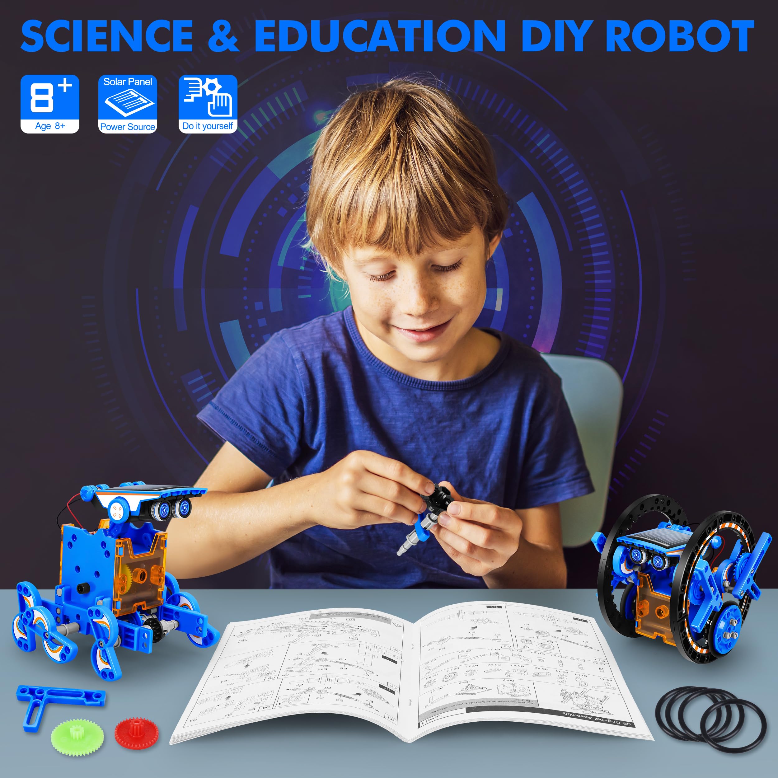 STEM 13-in-1 Education Solar Power Robots Toys for Boys Age 8-12, Educational Toy Science Kits for Kids, Building Experiment Robotics Set STEM Project Gifts for 8 9 10 11 12 Years Old Boy Girls Teens