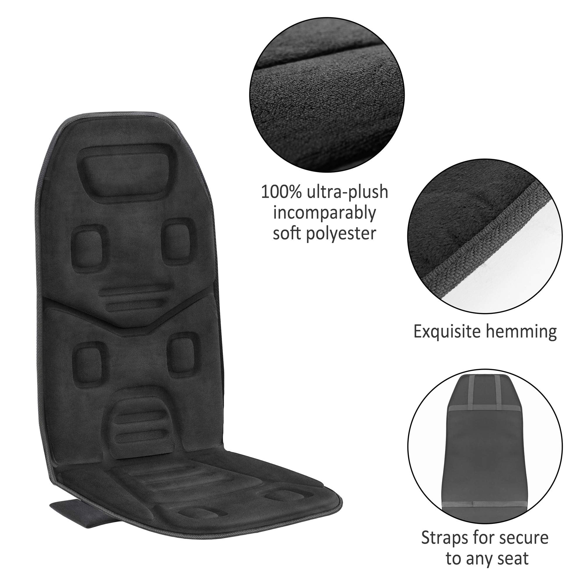 COMFIER Massage Seat Cushion with Heat,10 Vibration Motors Seat Warmer, Back Massager for Chair, Massage Chair Pad for Back,Christmas Gifts for Women,Men,Black