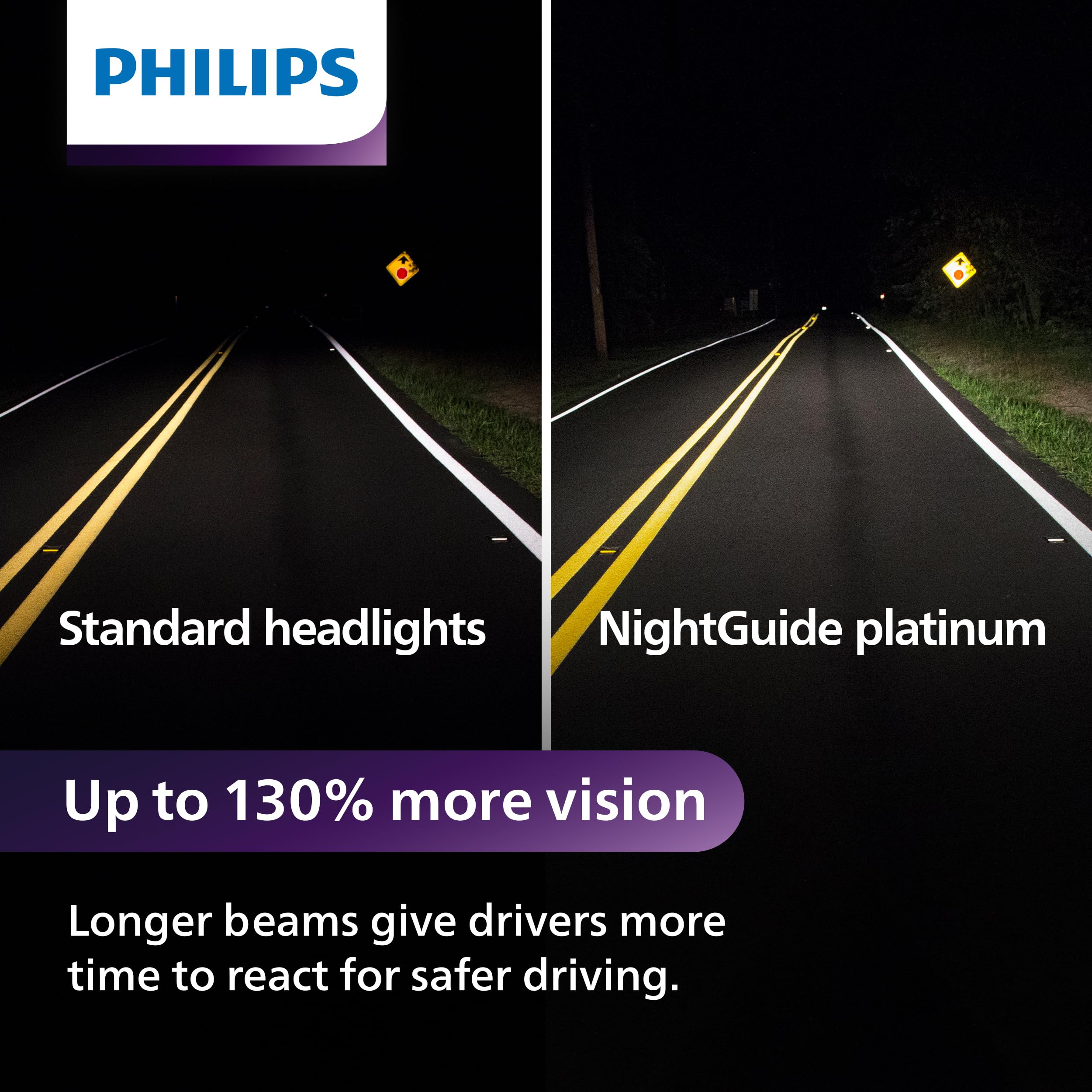 Philips Automotive Lighting H7 NightGuide Platinum Premium Upgrade Automotive Replacement Headlight Bulb, Fits Select High Beam, Low Beam, and Fog Positions (Pack of 2)
