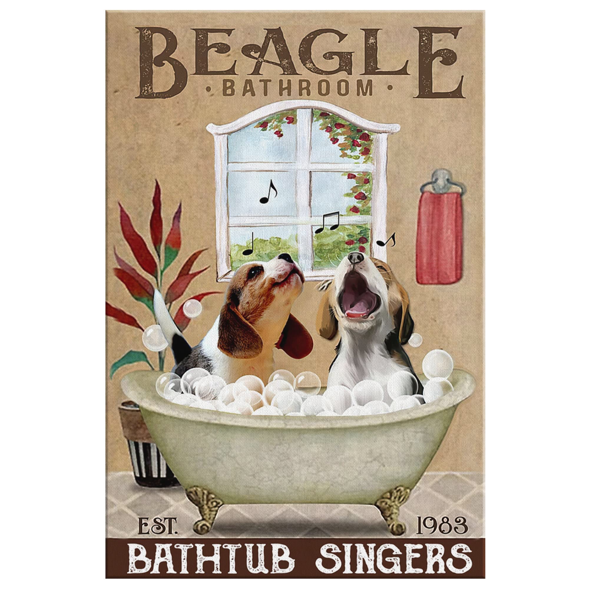 Geuuki Metal Sign Beagle Dog Bathroom Bathtub Sign Vintage Signs Retro Aluminum Tin Sign for Kitchen Home Office Bar Cafe Decor 8x12 Inches