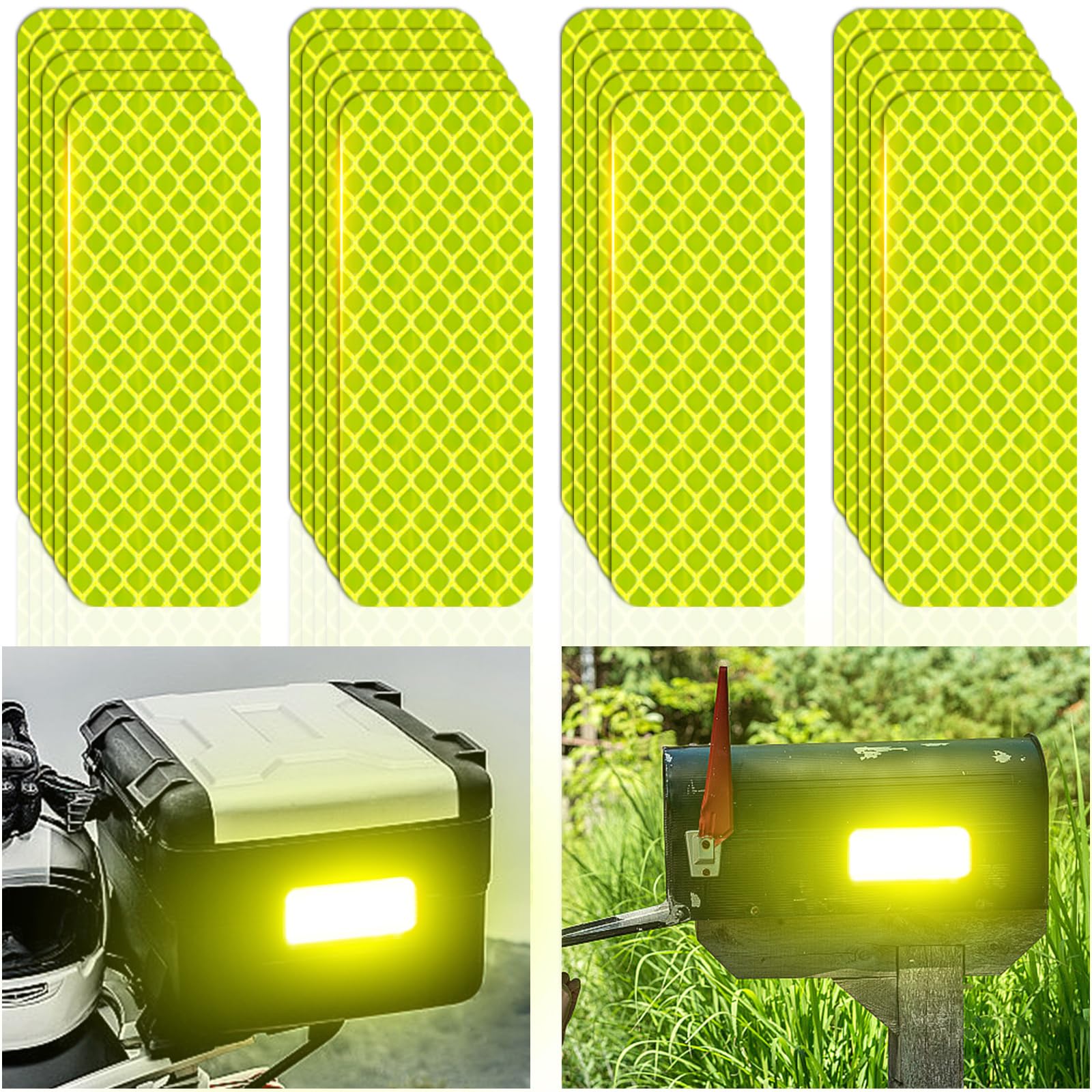 PHIXBEAR Reflective Stickers Made of 3M DG3,Super Reflection, Safety Reflective Tape for Car Trailer Truck Bike Motorcycle, 20 Pcs Fluorescent Yellow-Green Outdoor Waterproof 3.15" X 1.18"
