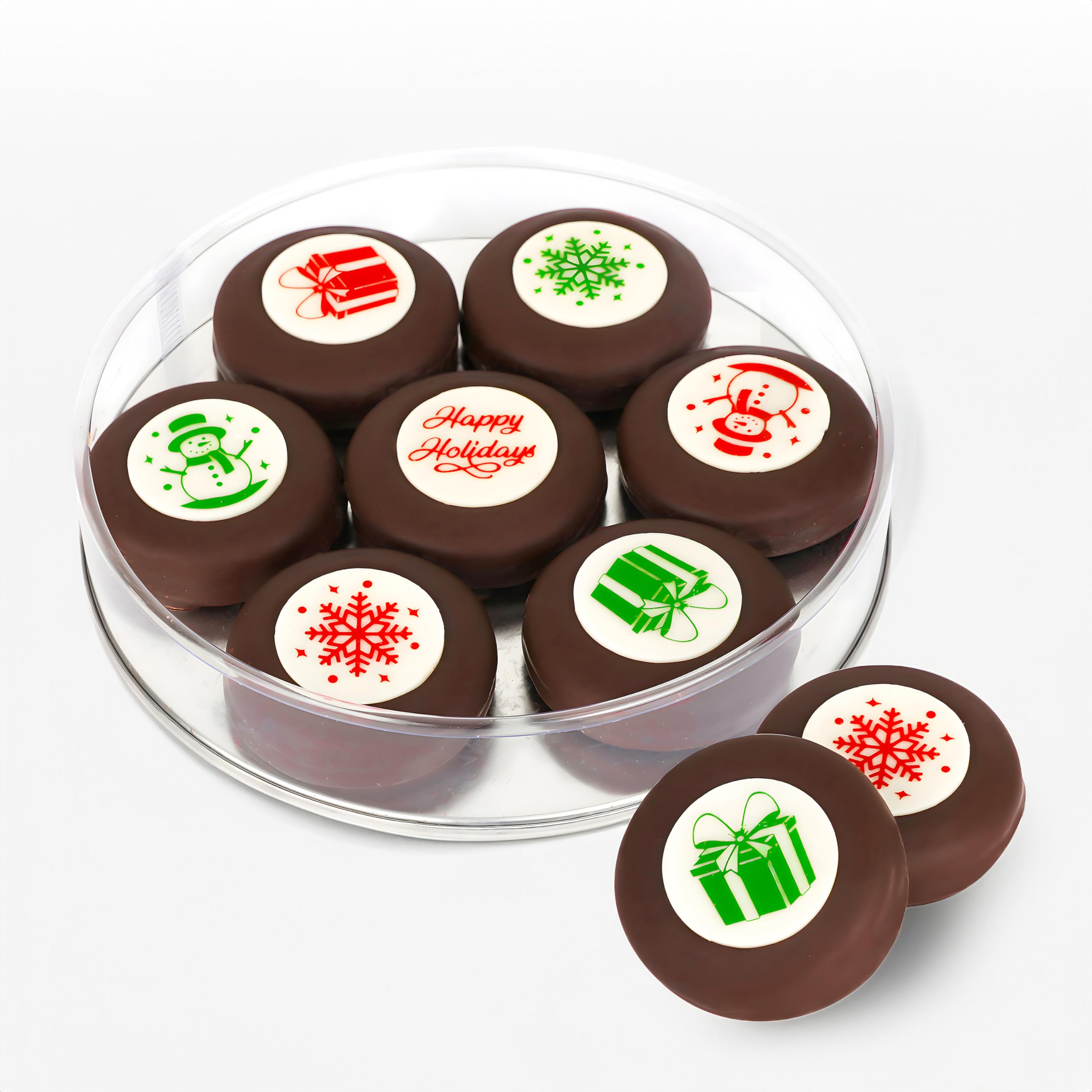 Holiday Chocolate Cookies, 7 Pieces, Dark Chocolate Covered