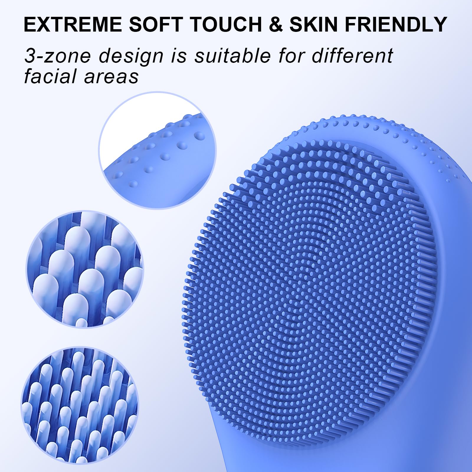 YIRISO Silicone Face Scrubber Electric Facial Gentle Cleaning Brush, Waterproof Rechargeable Deep Cleaning Brush Cleanser Massager with LCD Screen Men & Women Gifts