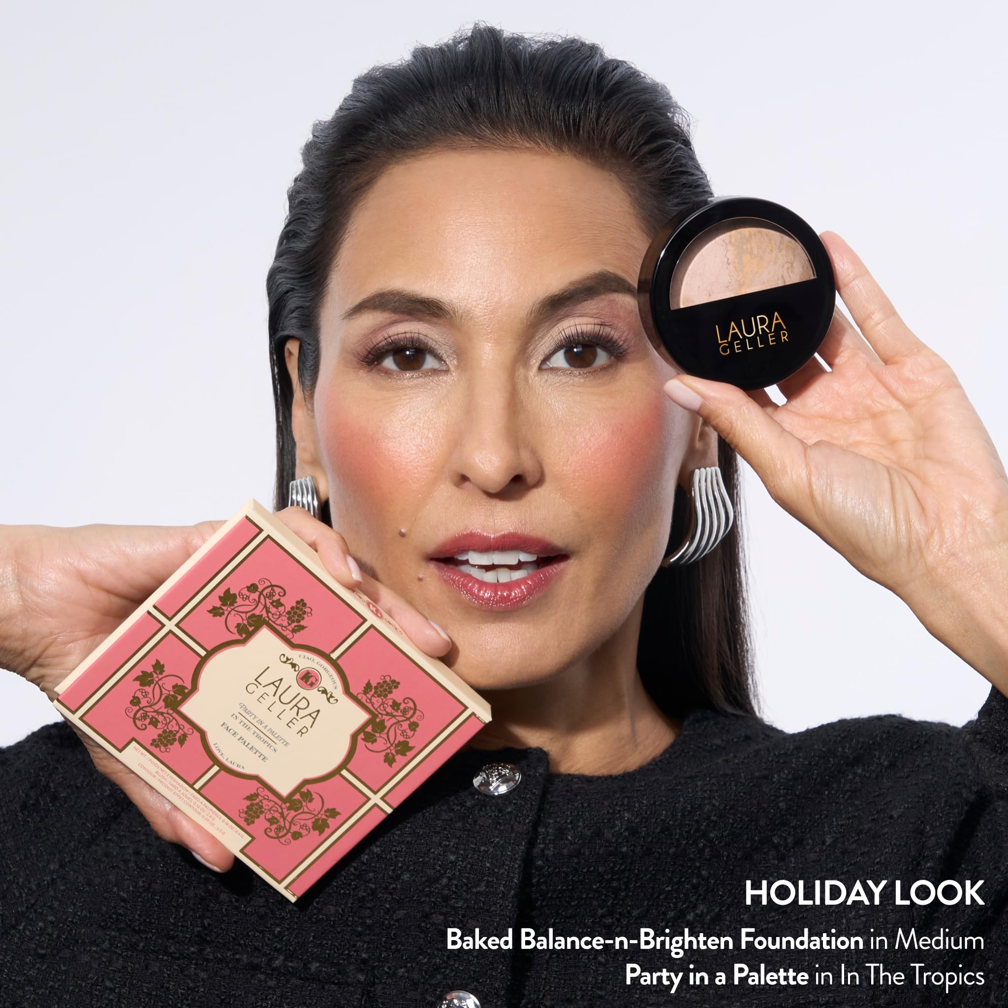 LAURA GELLER NEW YORK Party in a Palette, Ready to Jetset! + Baked Balance-n-Brighten Powder Foundation, Medium