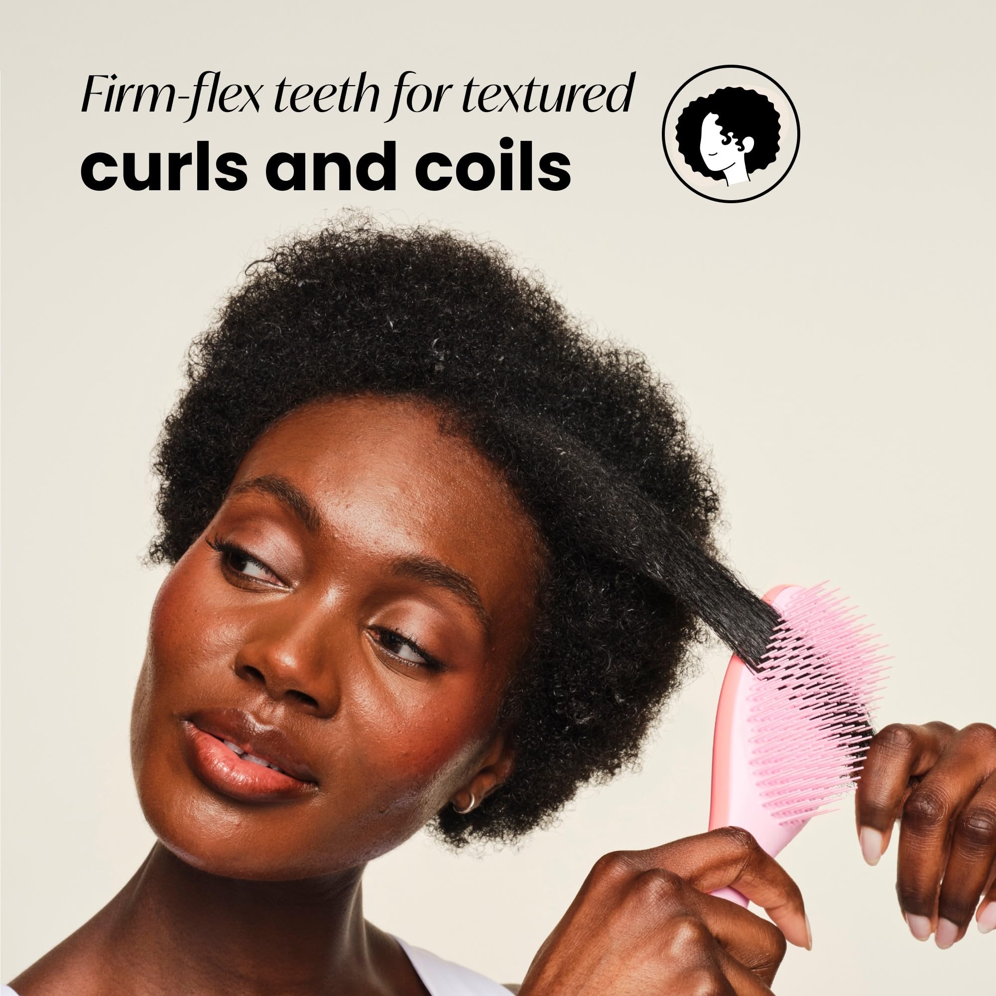 Tangle Teezer Ultimate Detangler Curly Hair Brush, Dry & Wet Hairbrush, Reduces Frizz & Breakage, for 3C to 4C Curly Hair Types, Pink Mango