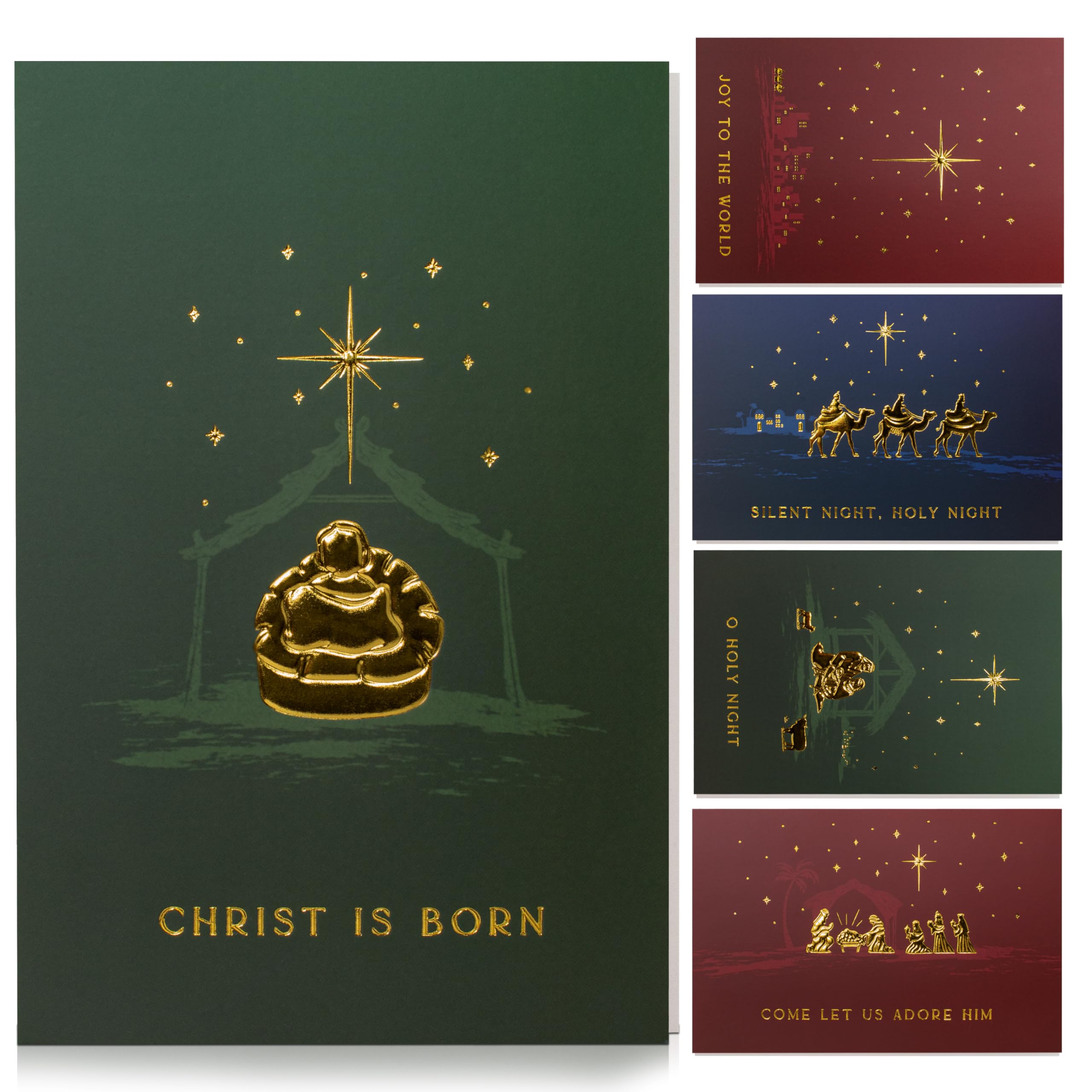 ZICOTO Beautiful Christmas Cards Set of 20 with Religious Designs - Incl. Bulk Envelopes, Matching Stickers And Storage Box - Perfect to Send Warm Holiday Wishes to Friends and Family