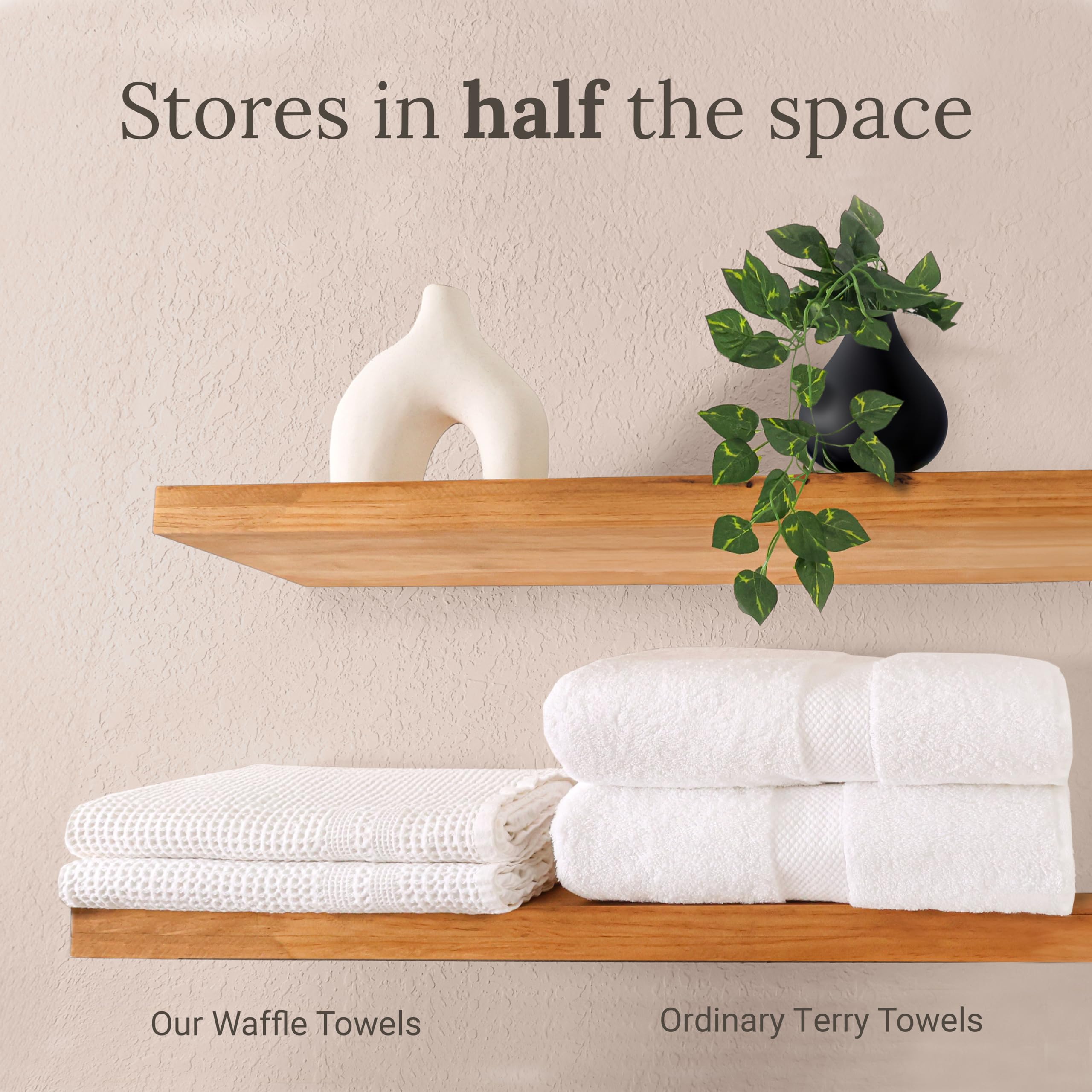 GILDEN TREE Waffle Towels Quick Dry Lint Free Thin, Bath Towel 4 Pack, Classic Style (White)