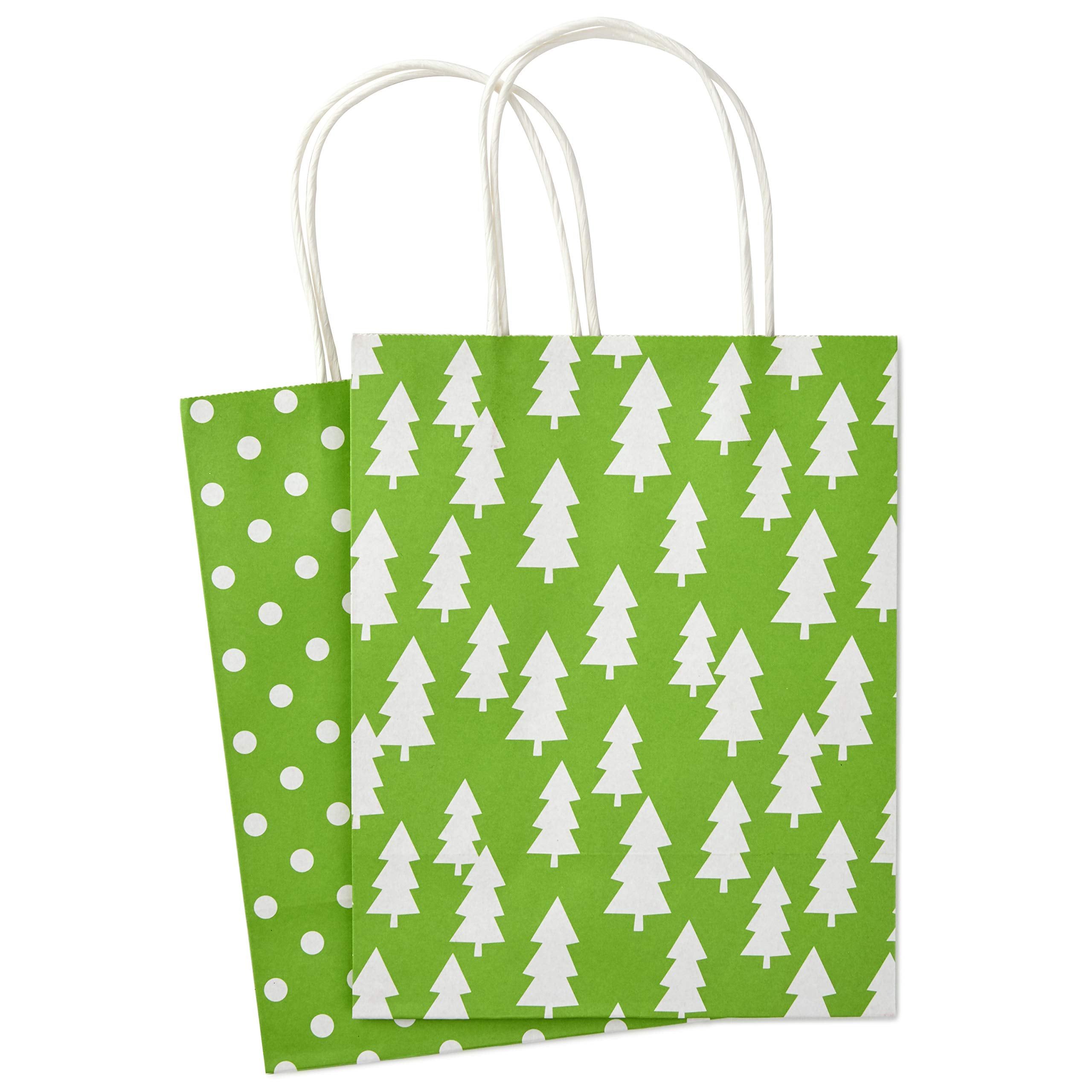 Hallmark 9" Medium Holiday Gift Bag Assortment (Pack of 12, Solids and Prints in Red, Green, Blue) Paper Gift Bags with Christmas Trees, Stripes, Polka Dots, Ho Ho Ho and More