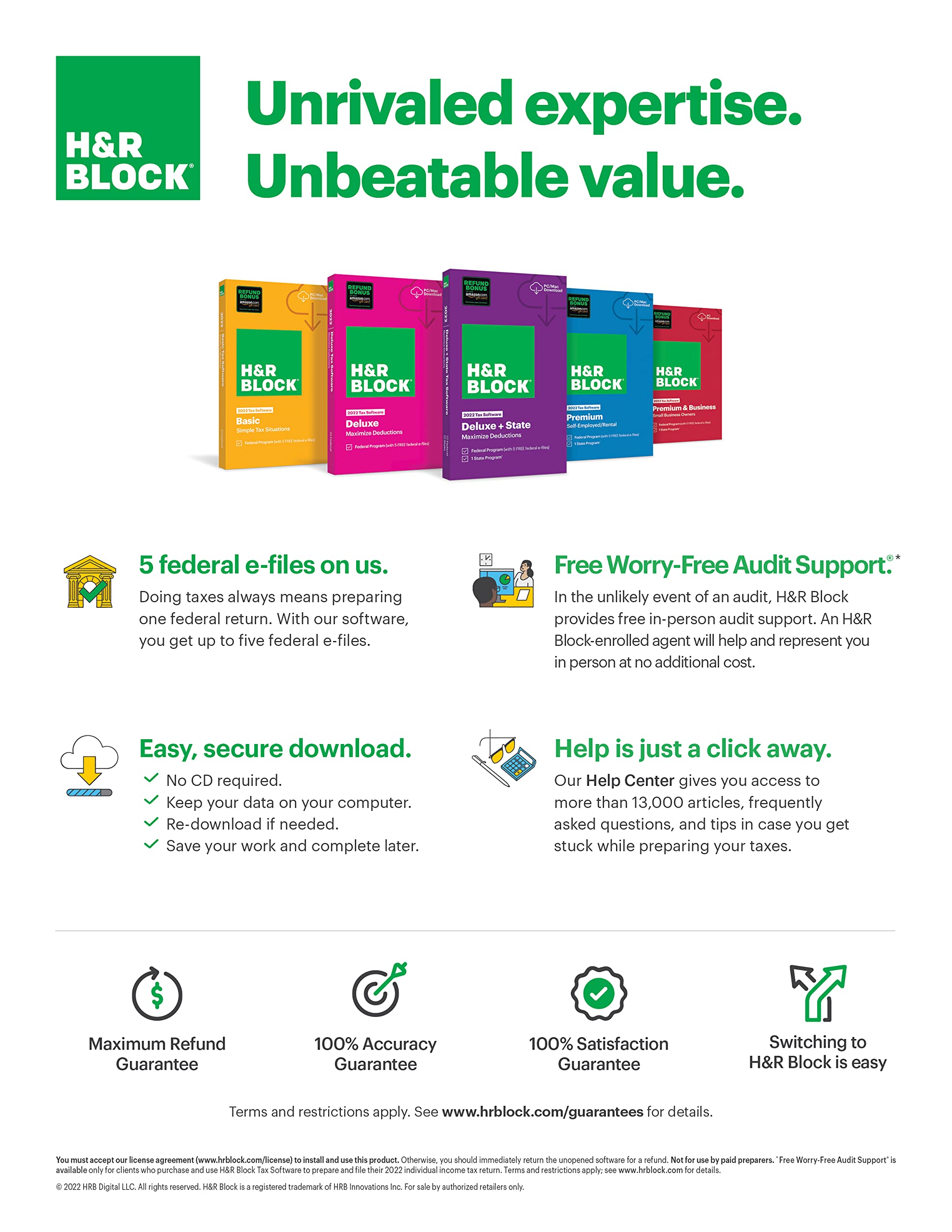 H&R Block Tax Software Premium & Business 2022 with Refund Bonus Offer (Amazon Exclusive) [PC Download] (Old Version)