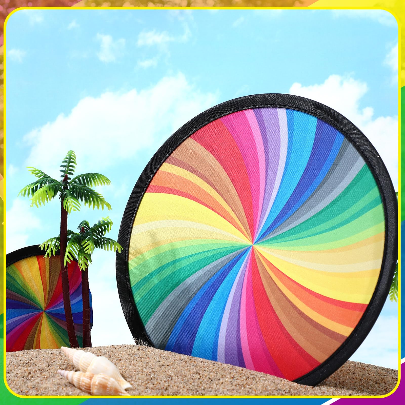 WinnerWhy 24 Pcs Foldable Flying Disc Fans Set Colorful Folding Pocket Toy Beach Flying Disc for Party Gift Bulk for Halloween Christmas New Year Outdoor Activity Game