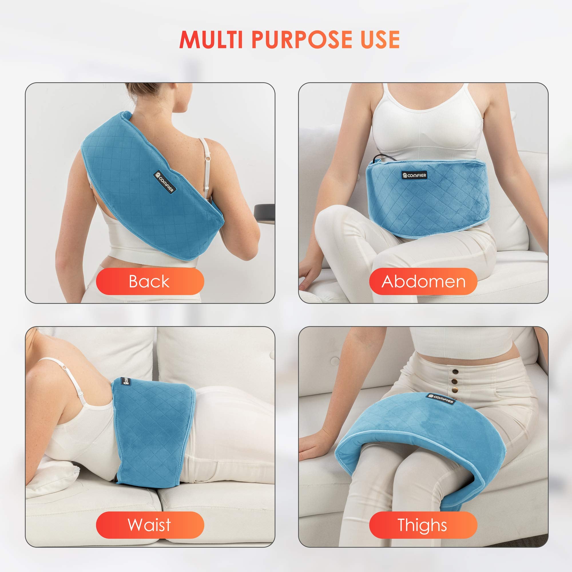 Comfier Heating Pad with Massager, Back Heating Pad for Back Pain Relief with 2 Heat Levels, Lower Back Massager with 3 Massage Modes, Corded Heating Pad for Cramps, Waist Massager for Dad Mom