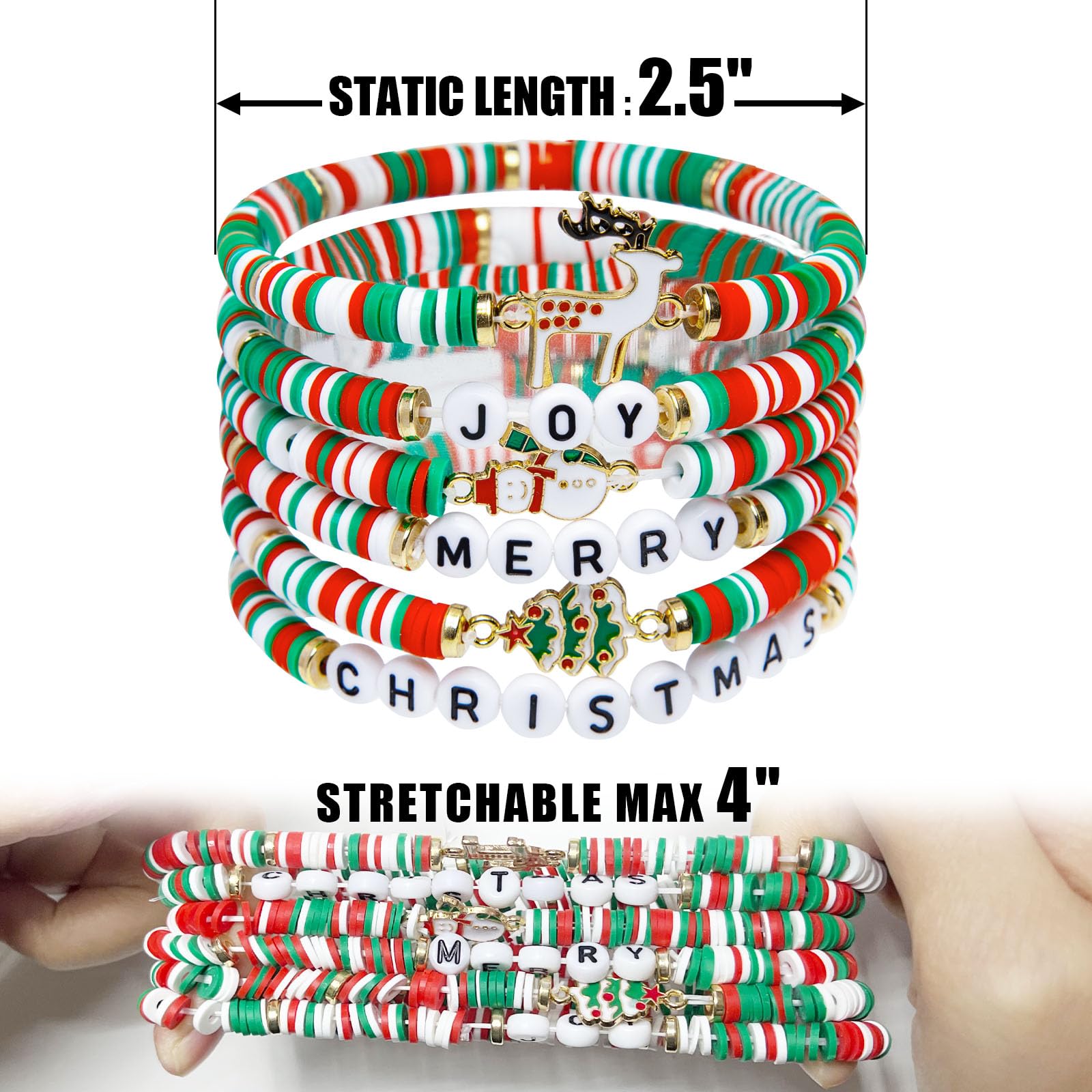 Artlunar 6 Pack Cute Xmas Bracelets for Women Teen Girls as Party Gifts