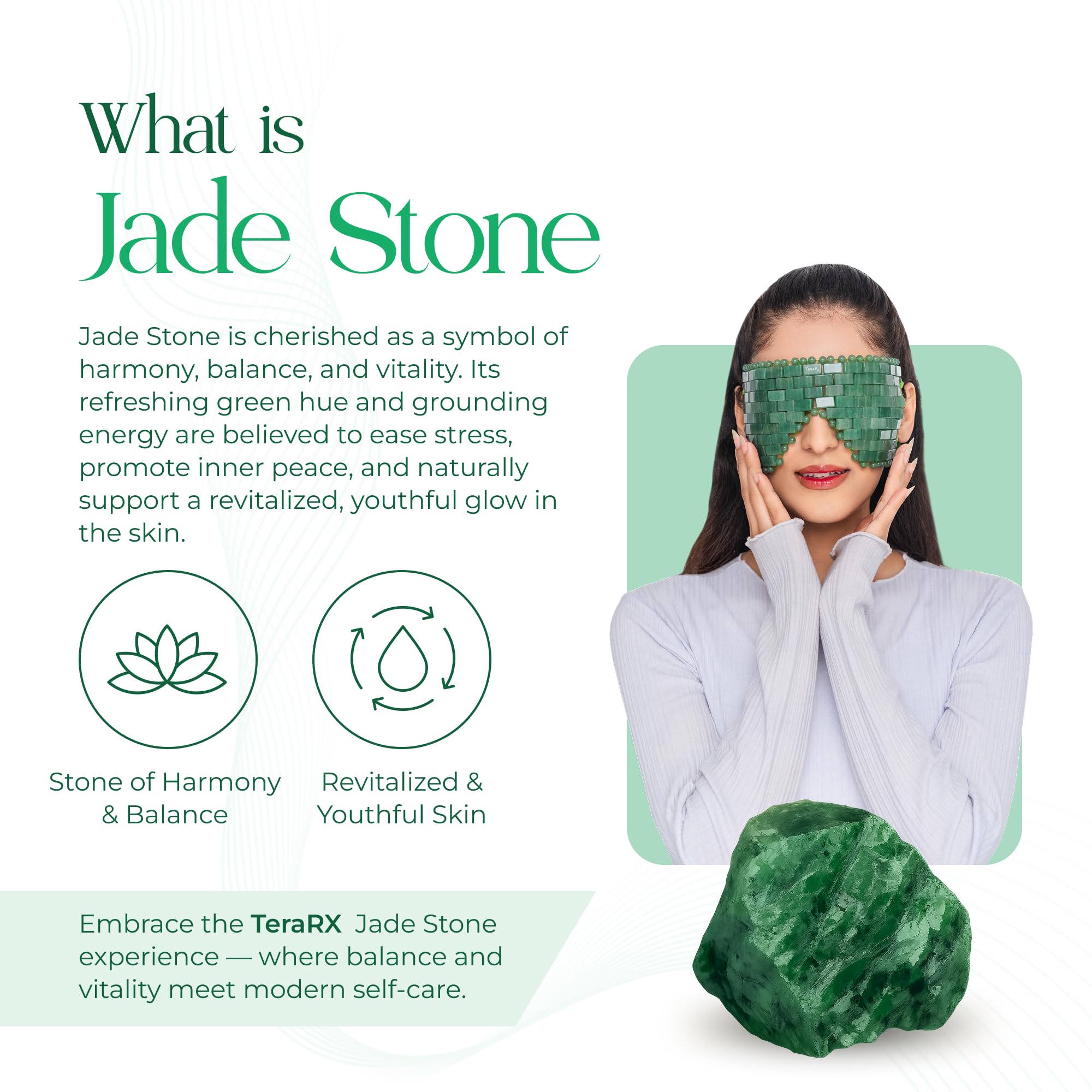 TeraRX® Jade Eye Mask for Facials – Authentic Jade Mask Beaded Facial Eye Covers with Adjustable Straps for Relaxation & Skincare – Natural Stone Relief for Puffiness, Dark Circles & Facial Tension