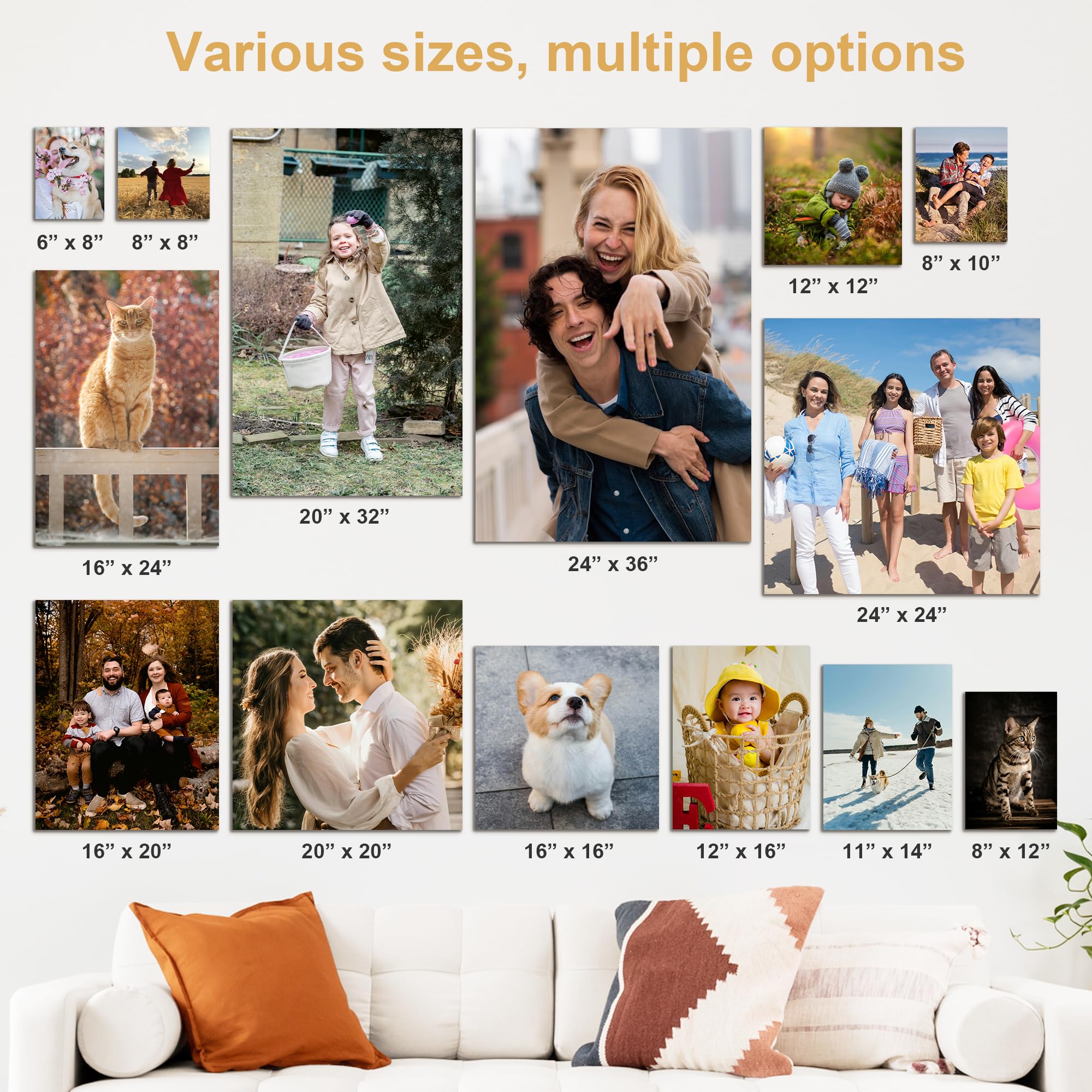 GagetElec Custom Canvas Prints with Your Photos,Photo Prints & Customized Picture Canvas Wall Art Decoration for Bedroom,Living Room,Christmas & Thanksgiving Gifts (11L x 14W)