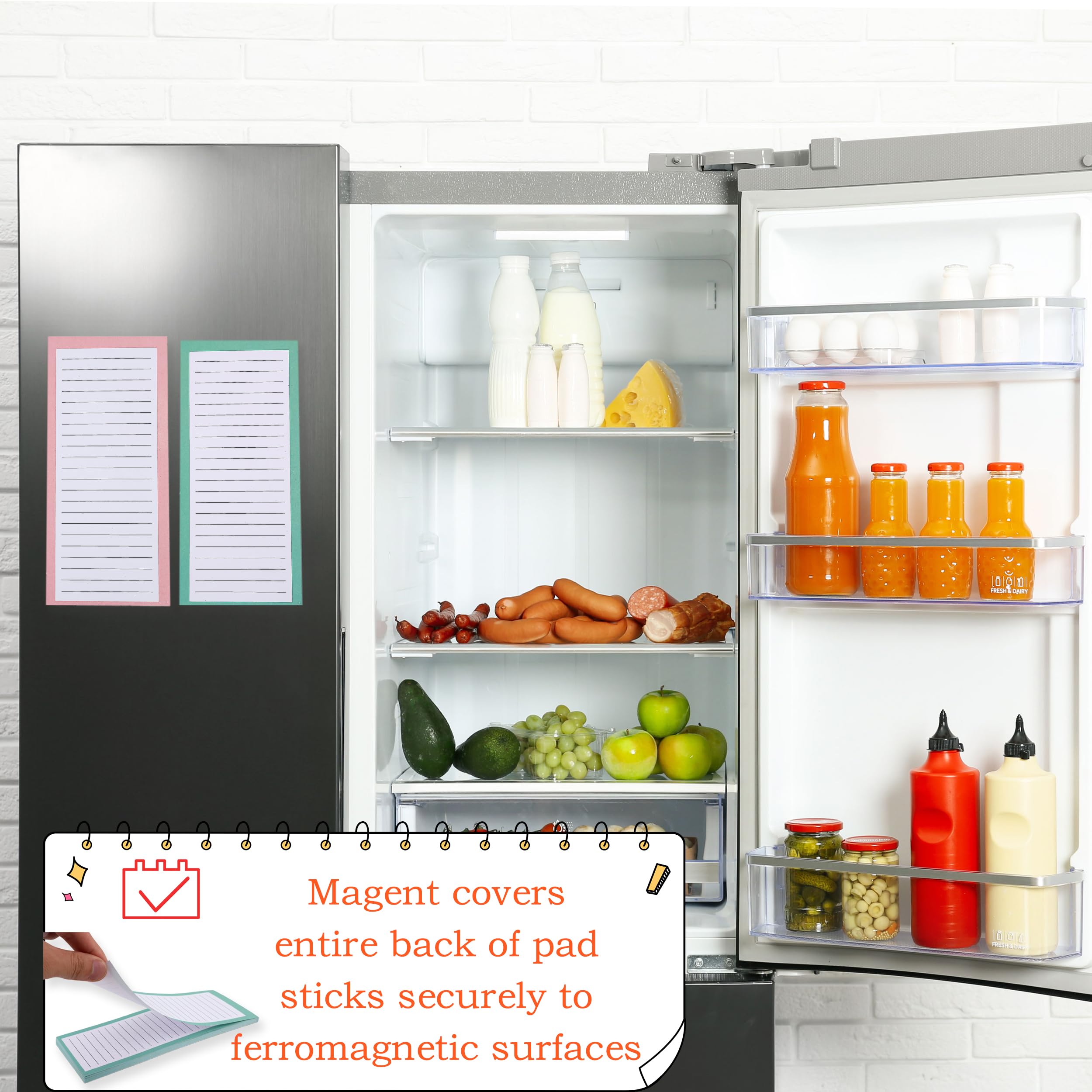 16 Pcs Refrigerator Magnetic Notepads Magnetic Note Pads Lists Grocery Shopping Magnet Pad Full Magnet Back Notepads for Fridge Kitchen Shopping Grocery