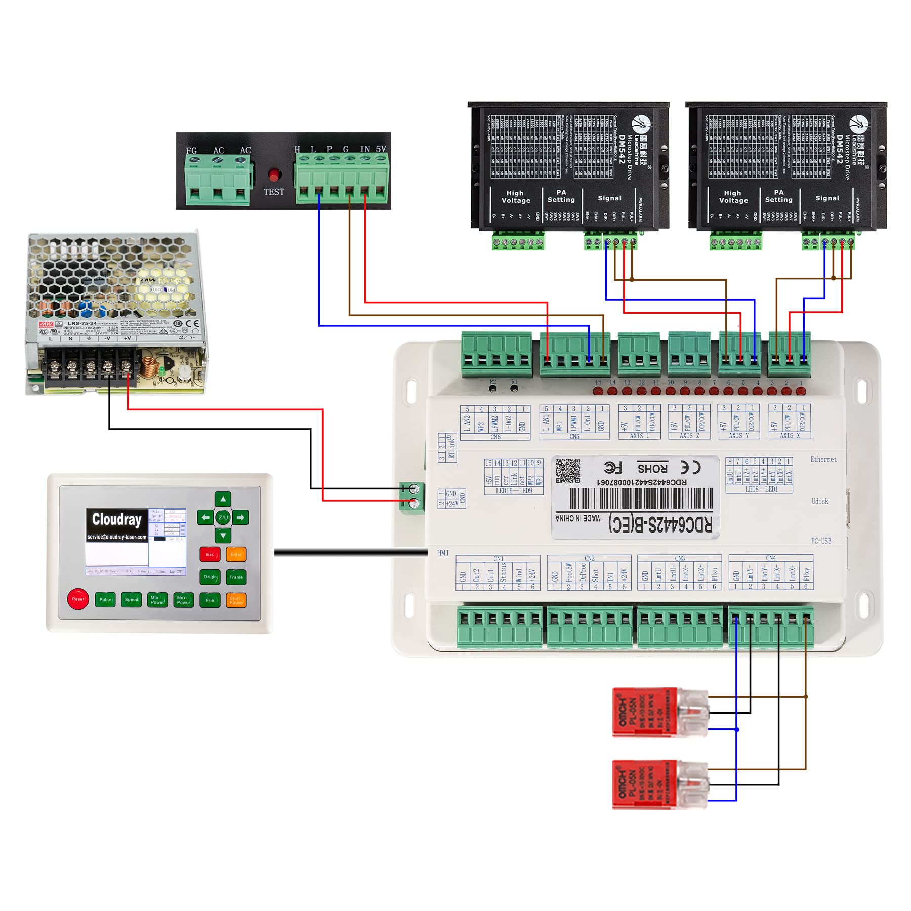 Cloudray Ruida 6442S Panel for 6442S 6442G Controller CO2 Laser Engraver and Cutting Machine