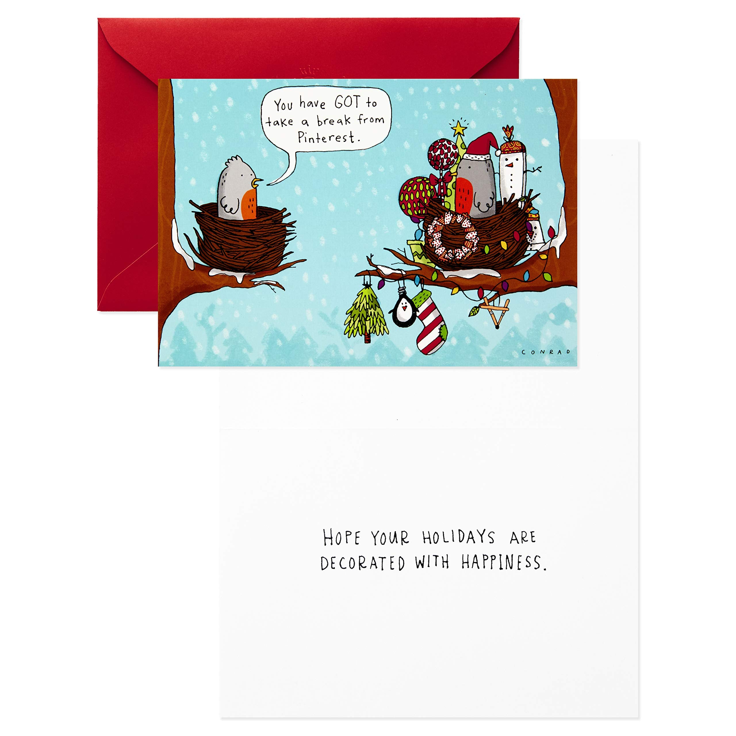 Hallmark Shoebox Funny Christmas Boxed Cards Assortment, Cartoons (4 Designs, 24 Christmas Cards with Envelopes)