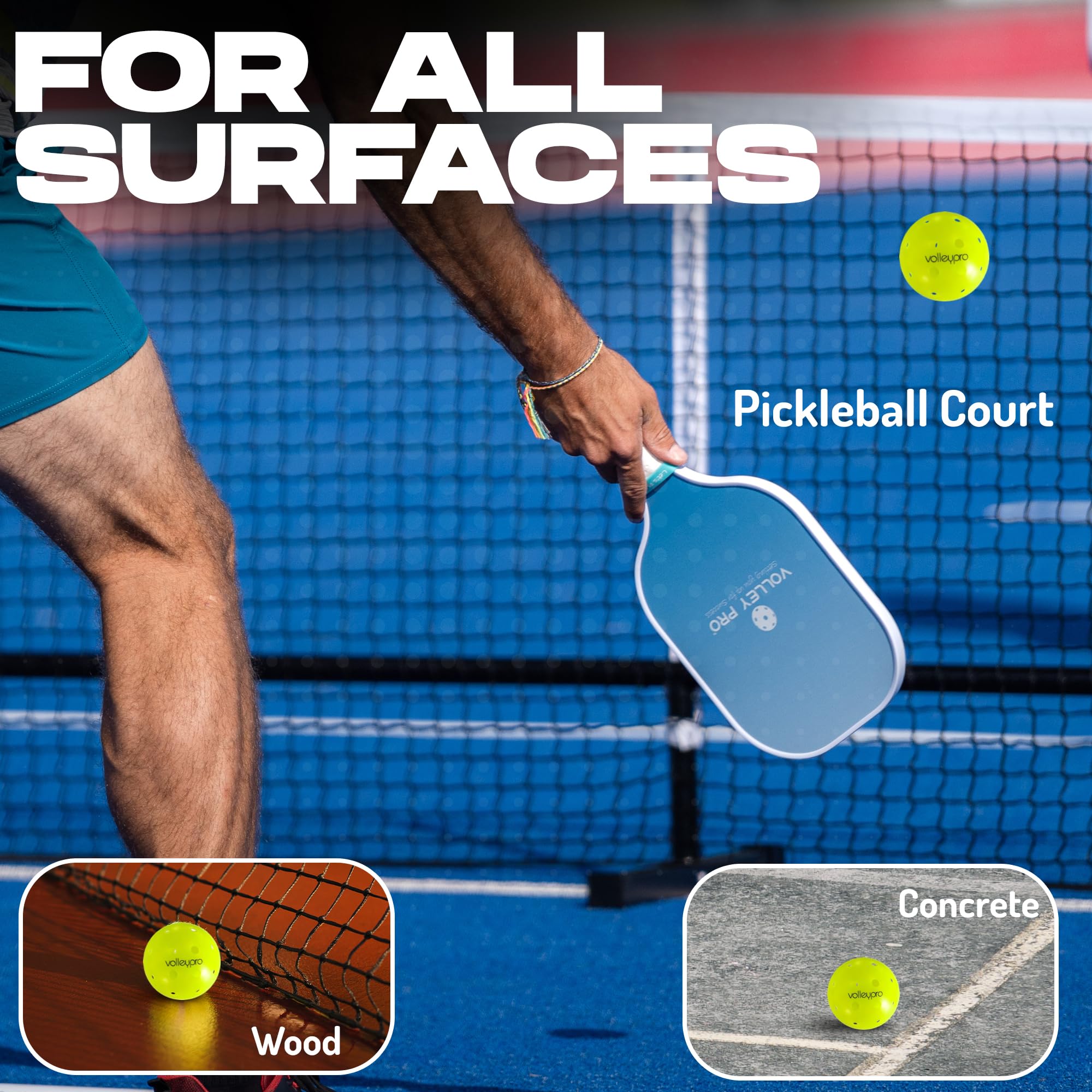 Volley Pro 4-Pack Outdoor Pickleballs: Ultimate Quality, Precision-Balance, and Durability for Confident Competition