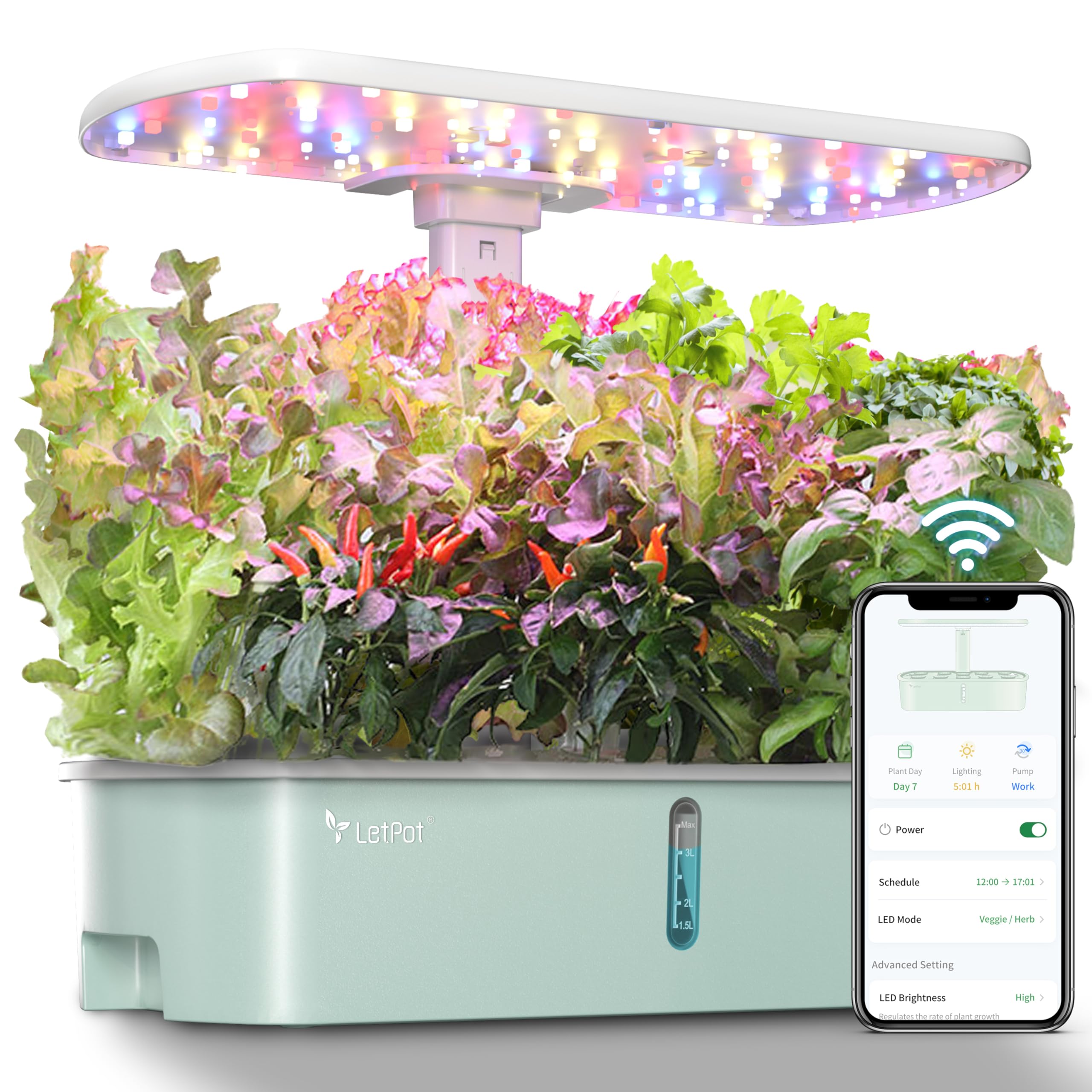 LETPOT LPH-Air Hydroponics Growing System Kits, APP & WiFi Controlled Smart Indoor Garden with 24W Grow Light Full Spectrum, 10 Pods Planter Indoor Gardening for Gifts, Kitchen, Vegetable