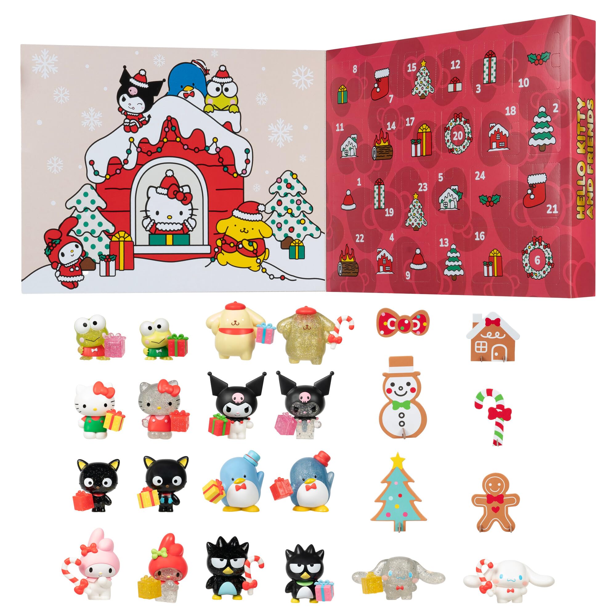 Hello Kitty and Friends Holiday Advent Calendar - 24 Exclusive Items - Seasonal Toys for Kids - Officially Licensed Sanrio Product from Jazwares - Ages 6+